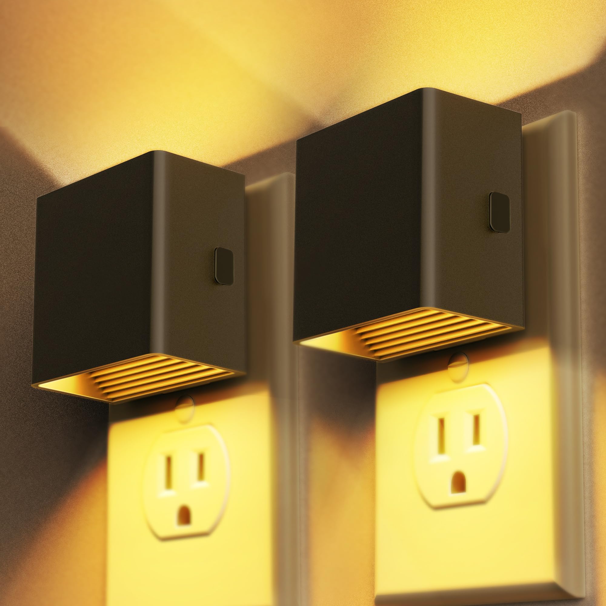 DORESshop LED Night Lights Plug into Wall [2 Pack], Plug in Nightlight, 3 Level Brightness Adjustable Night Light, Dusk to Dawn 