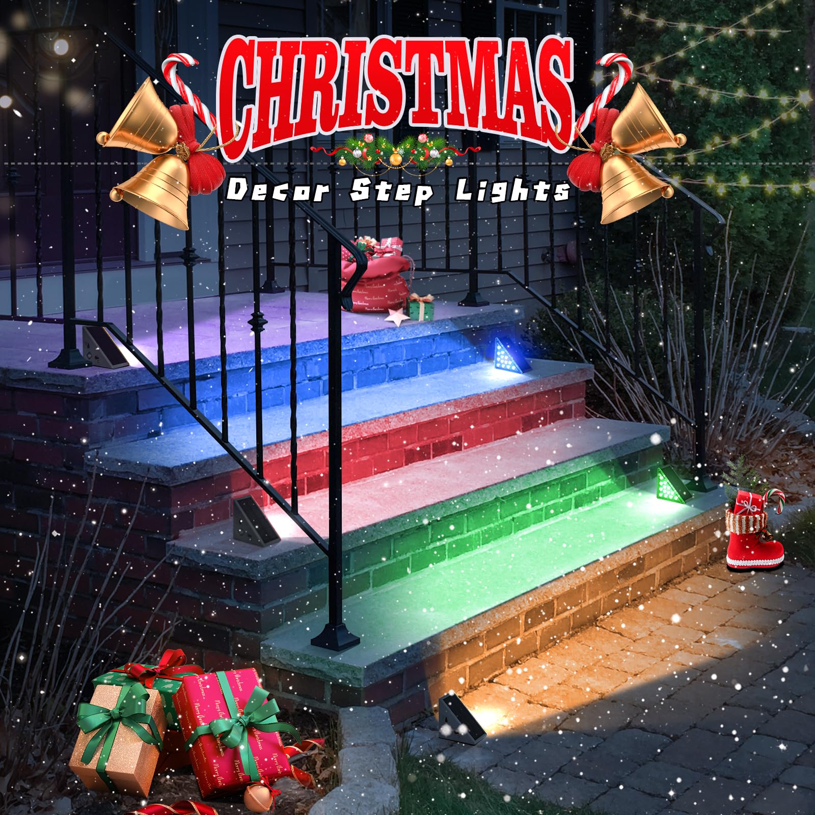 Niorsun Solar Step Lights, 8 Pack Rgb Color Changing, Waterproof Ip67, Auto On/Off, For Steps, Patio, Yard, Deck Decor