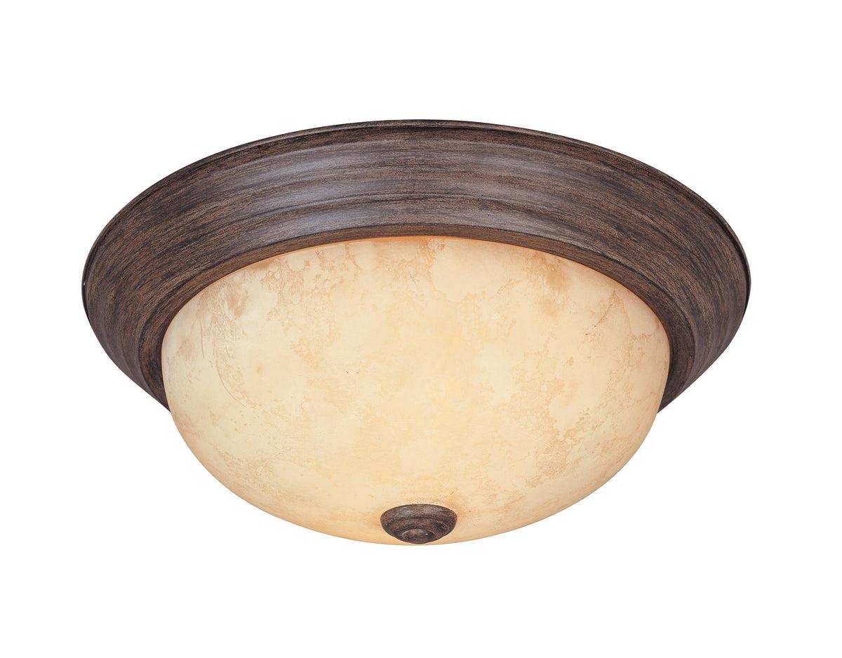 Designers Fountain 2-Light Flush Mount Ceiling Light, 11&quot; Amber Glass, Warm Mahogany