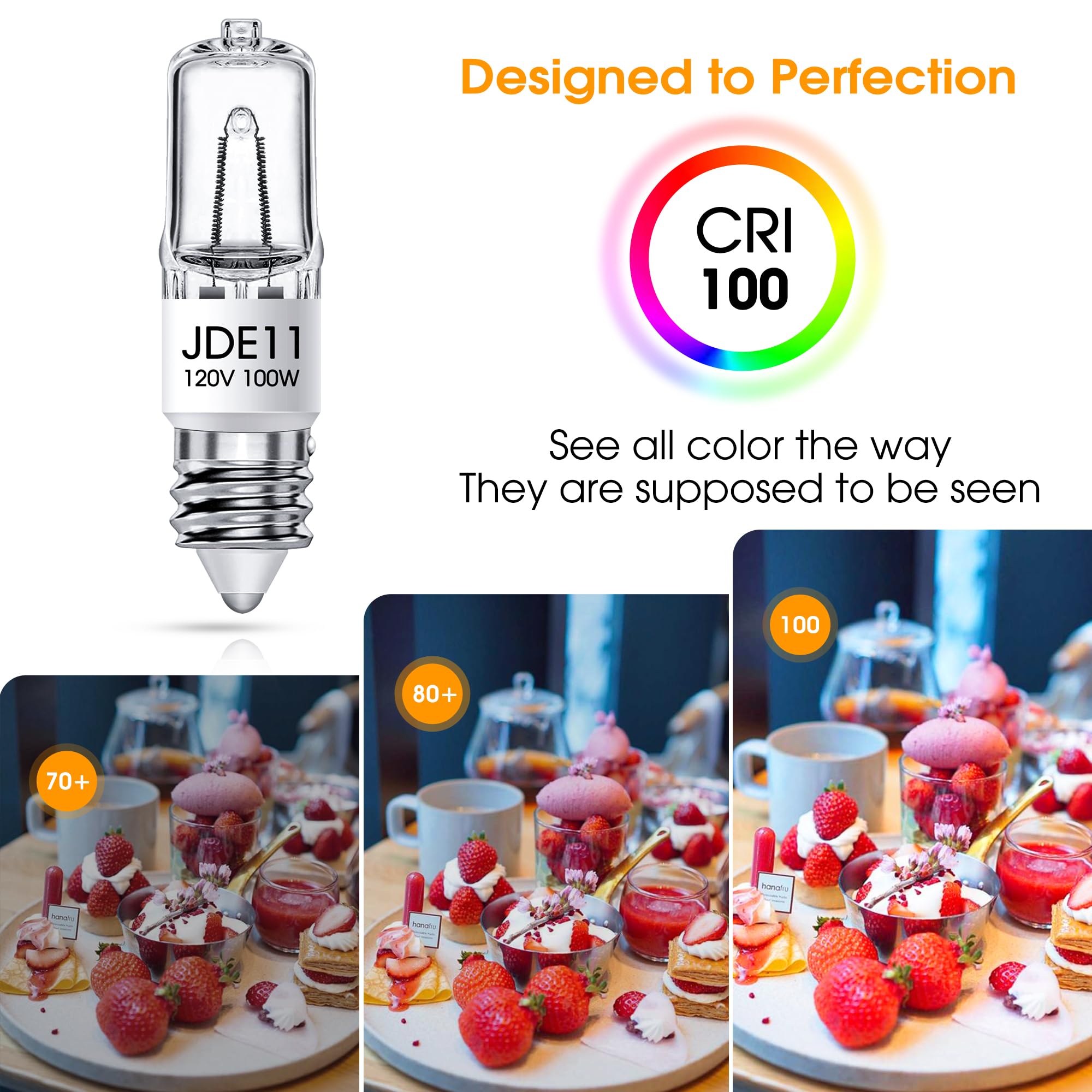 Flaspar Jde11 120V 100W  E11 Bulb  E11 Halogen Light Bulbs  T4 Mini Base Dimmable Candelabra Bulbs  2800K Warm White Halogen Clear Jde11 Bulb For Ceiling Fan  Chandeliers  Cabinet Lighting  2 Pack