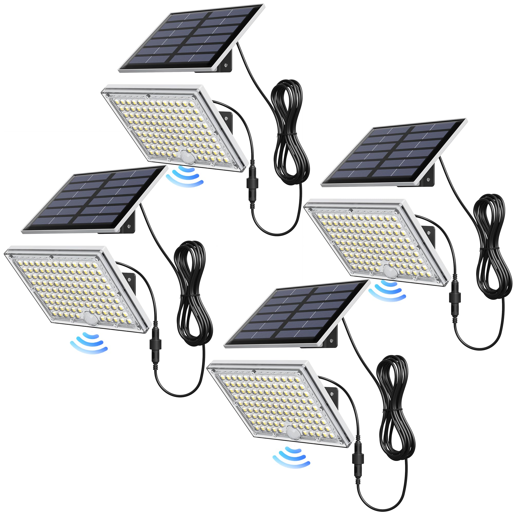 JACKYLED Solar Flood Lights, 113 LEDs, Motion Sensor, Waterproof, 4 Pack, 9000K, Polycarbonate, White, Model JACKYLED791-P1