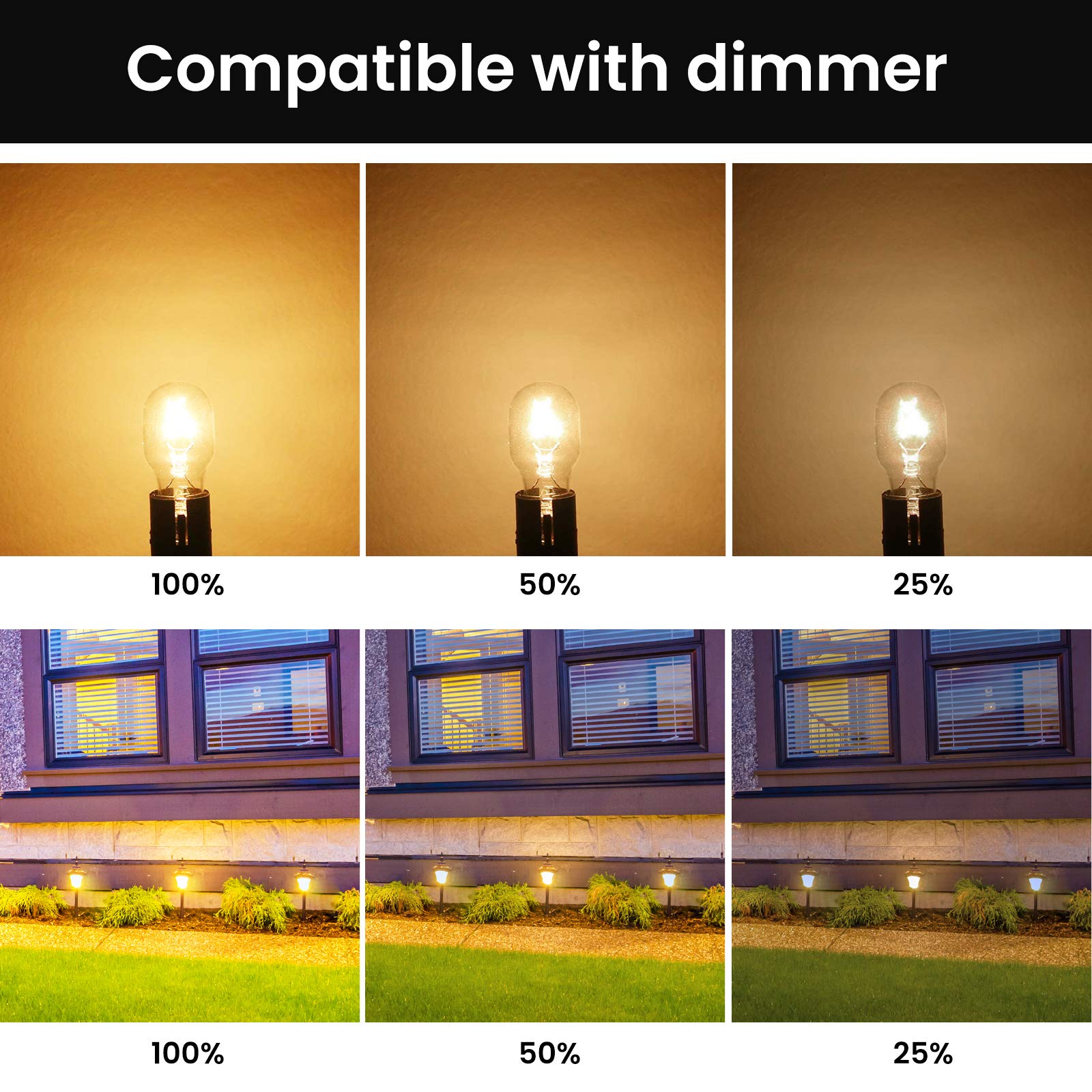 T5 Landscape Light Bulbs, Lustaled 12V 7 Watt T5 Landscape Bulb Low Voltage 12 Volt T5 T10 Wedge Base Malibu Bulb Warm White 270