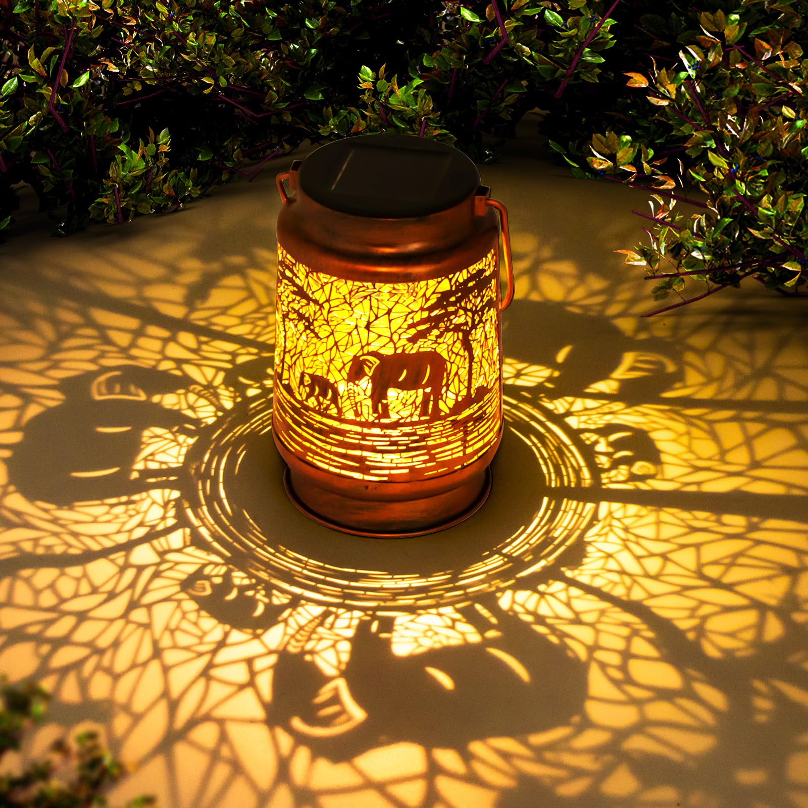 Solar Lanterns Outdoor Garden Decor  Gifts For Women  Mom  Grandma  Birthday  Thanksgiving  Decorative Waterproof Hanging Metal Led Light For Yard  Patio  Lawn  Landscape  Backyard (Elephant)