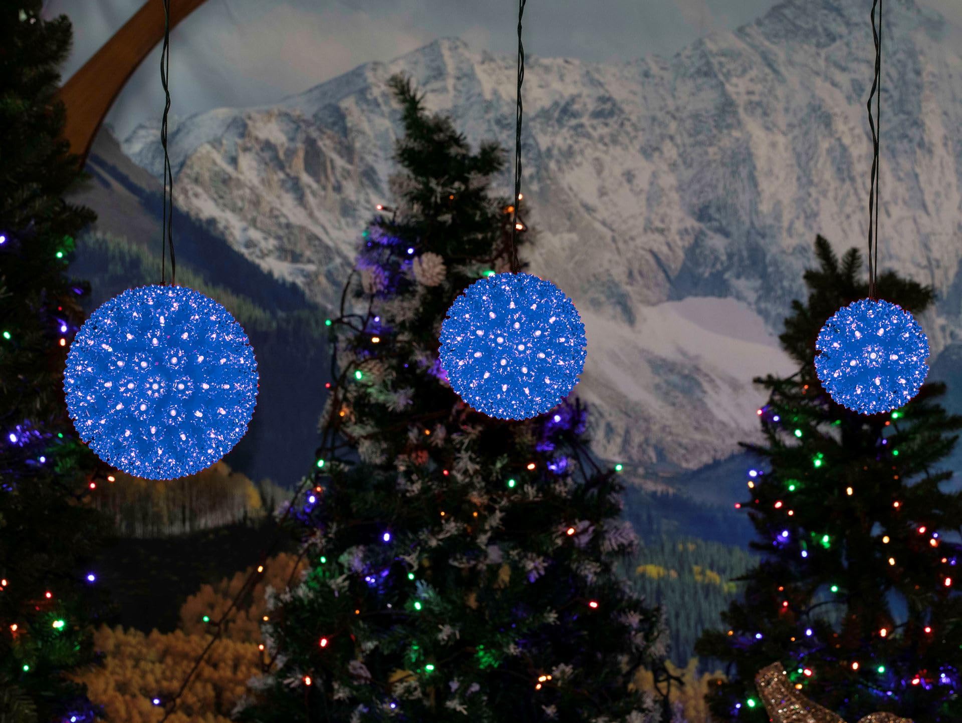Novelty Lights Led Starlight Sphere 100-Light 7.5 Blue Outdoor Hanging Christmas Ball Lights, Commercial Grade Large Ball Christ