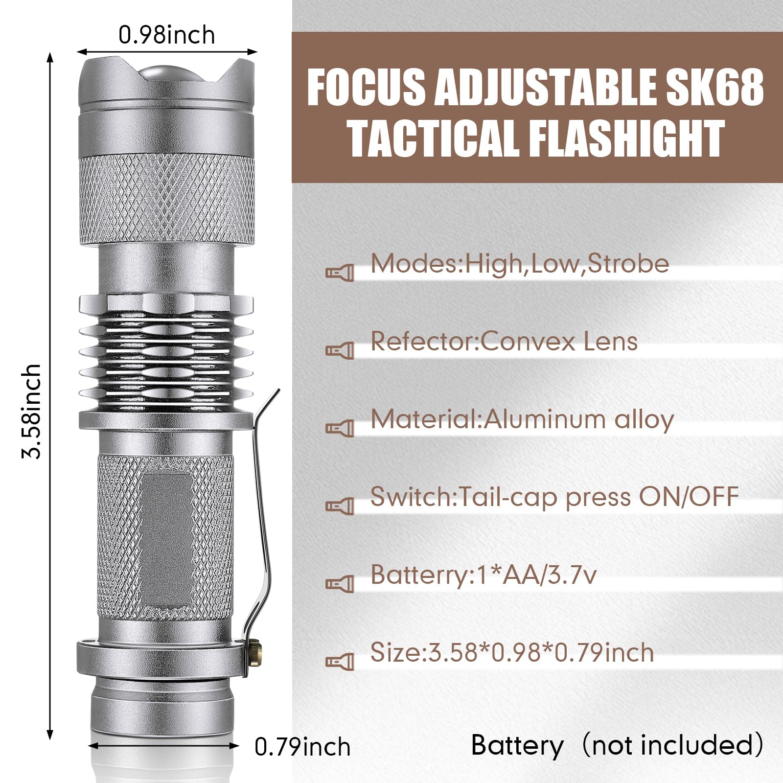 Mudder 10 Pack Mini LED Flashlight 3 Lighting Modes Small Adjustable Handheld Flashlight with Belt Clip for Camping Home Hiking