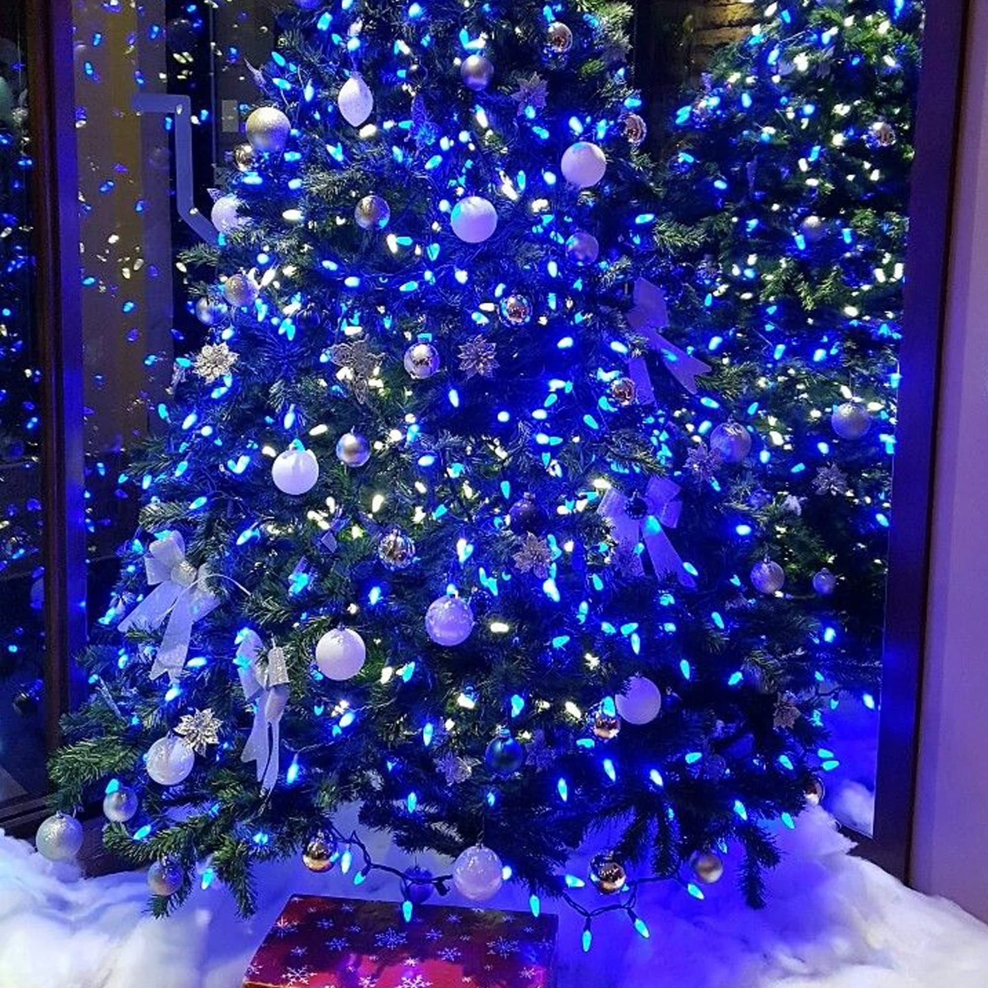 Tw Shine Blue Christmas Lights, 20Ft 100 Count Incandescent Christmas Mini Tree String Lights, Waterproof Christmas Decorations