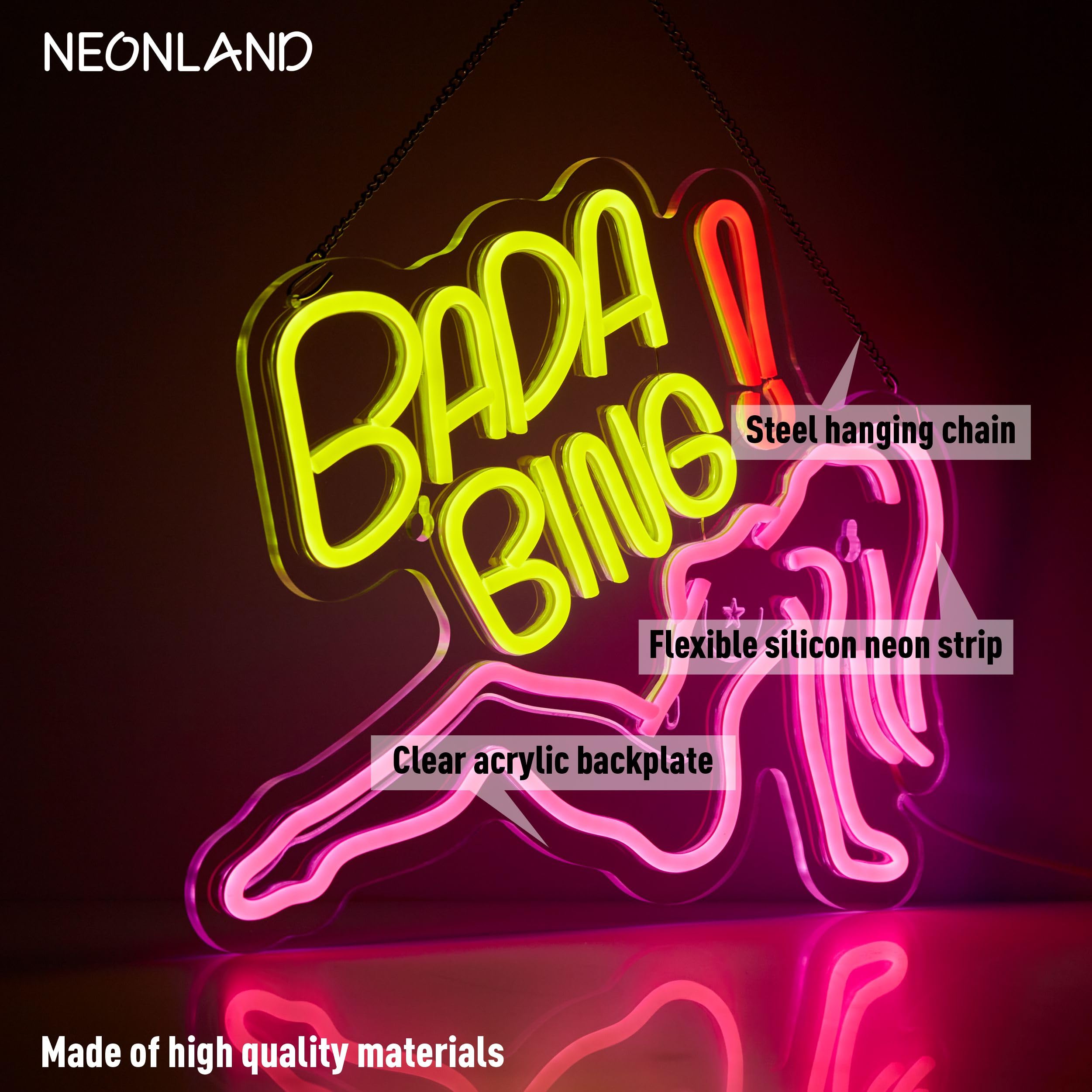 NEONLAND Neon Girl Sign - Dimmable LED Wall Decor Light for Bedroom, Pub, Man Cave, 16.5 x 11.5 inches, Yellow + Pink, Silicon + Acrylic