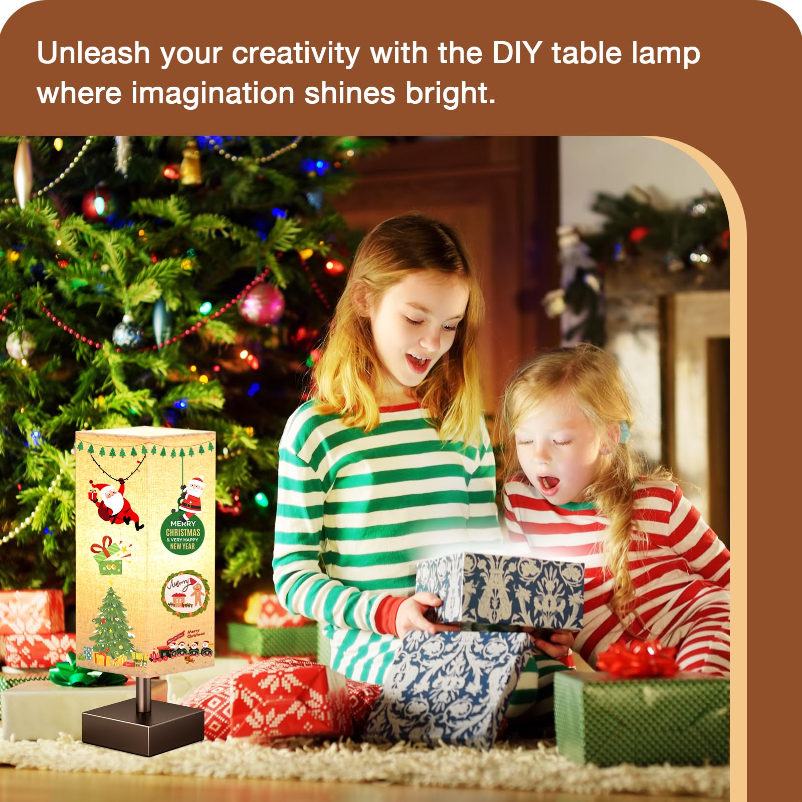 Aooshine Brown Small Table Lamp - Bedside Lamp For Bedroom, Minimalist Nightstand Lamp With Square Fabric Shade, Desk Lamp For K