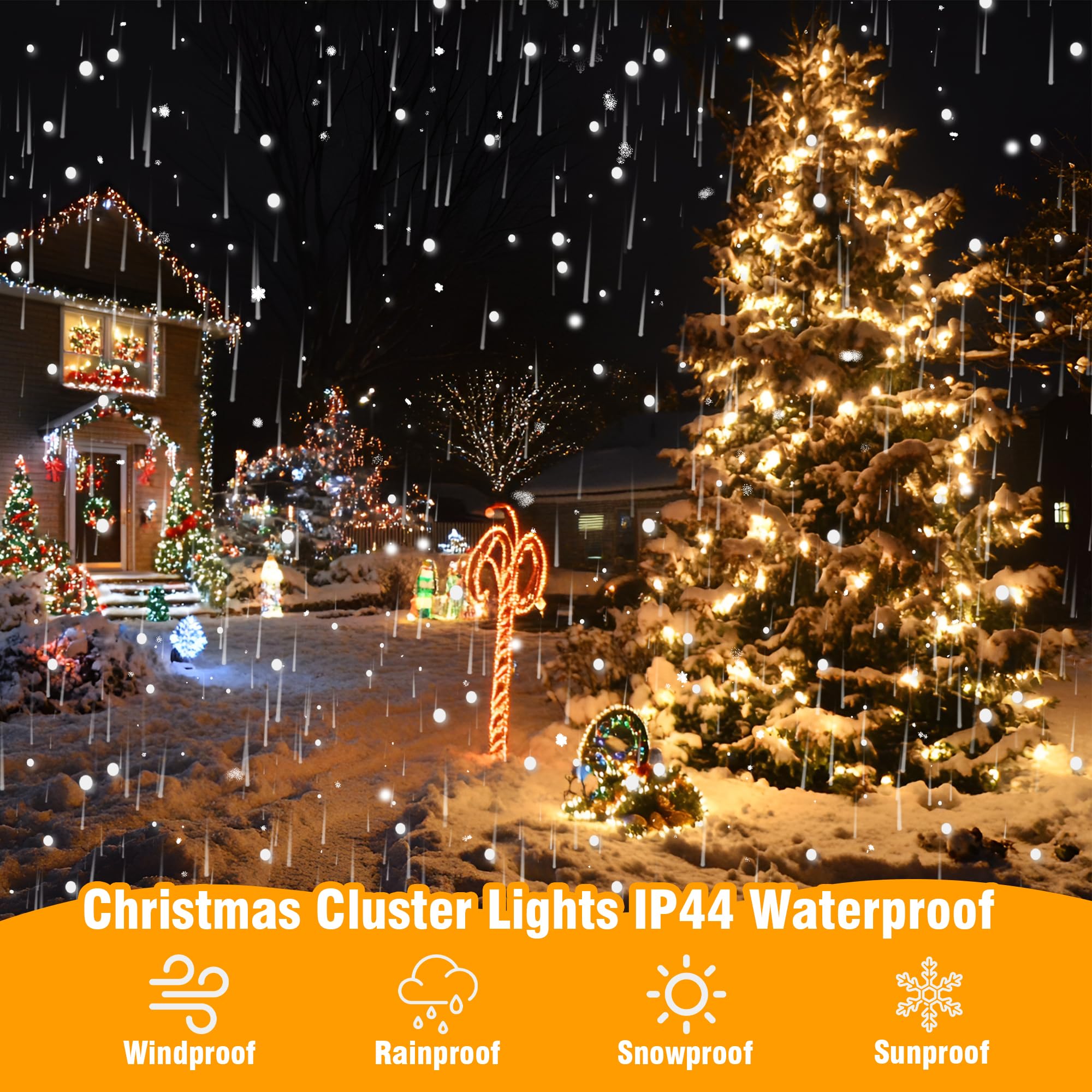 ASENEK Extra Long Christmas Tree Lights 600 LED, 197FT, Warm White, 8 Modes with Timer, Model CX-36V-5000LHWW