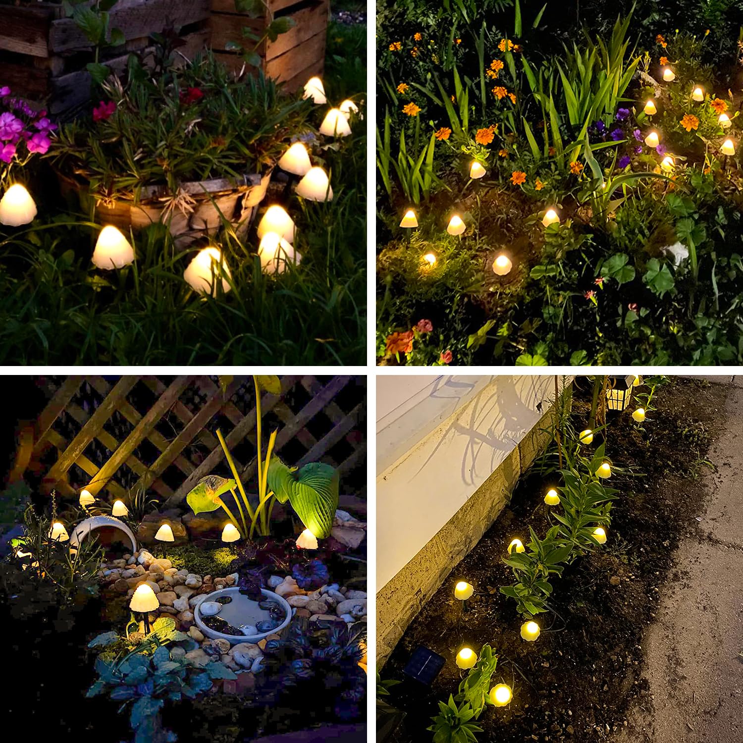 Jmexsuss Solar Mushroom Lights For Outside, 20 Led 36Ft Solar String Lights Outdoor Waterproof, 8 Modes Pathway Light For Garden