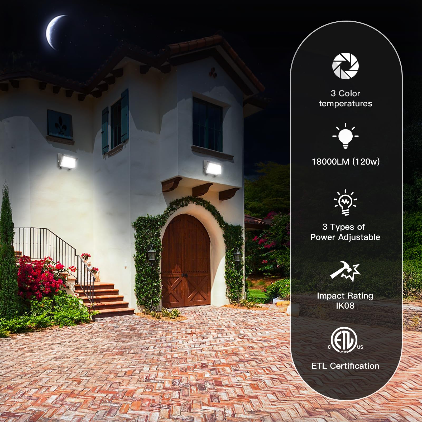 Jtt 4Pack 120W/96W/72W Led Wall Pack Light With Dusk To Dawn Photocell,18000Lm 6000K/5000K/4000K Daylight Ip65 Waterproof Wallpa