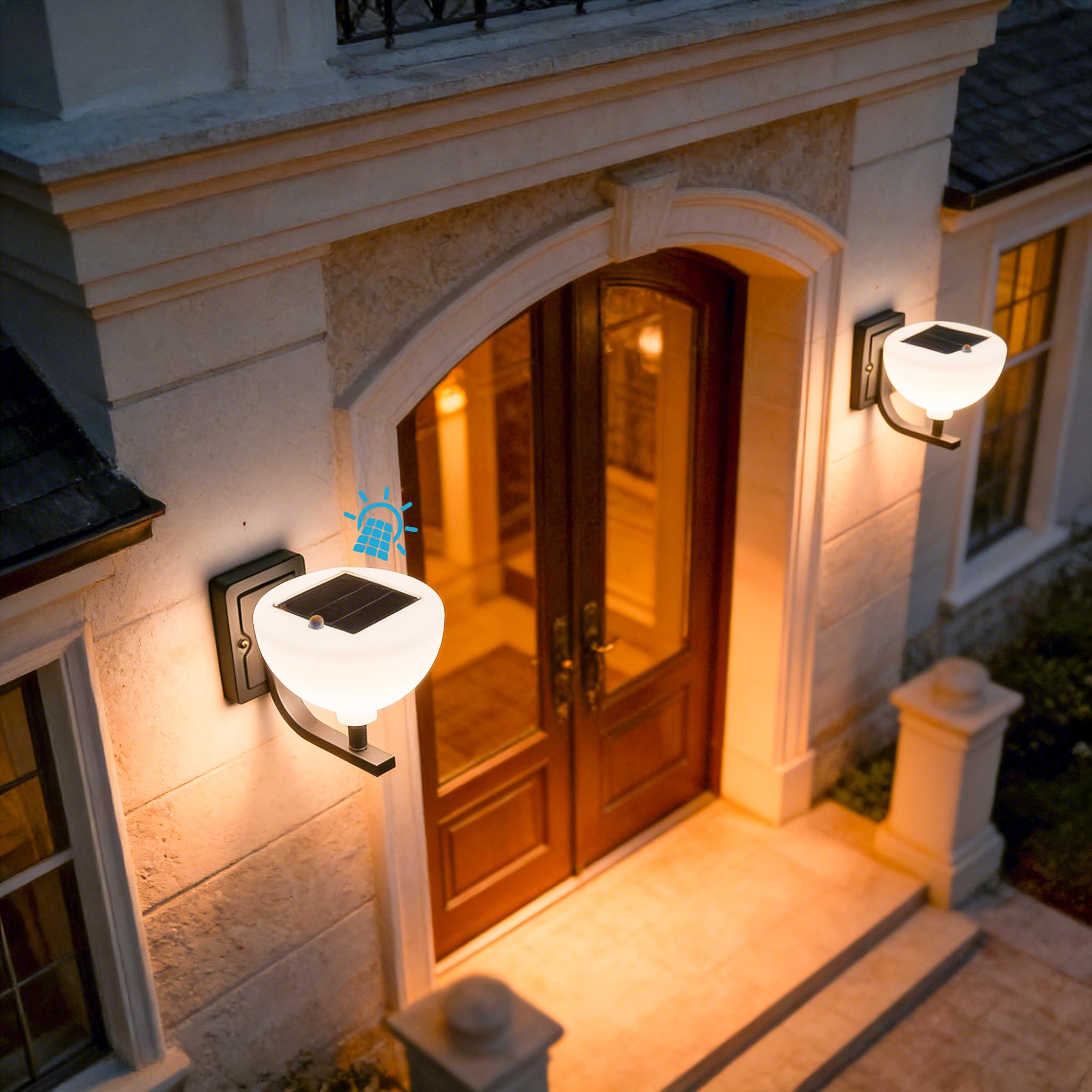 Lightdot Solar Wall Pack Light  Commercial 100W HPS Eqv with 8.7 * 8.7 Glass Solar Panel  Dusk to Dawn 3000K IP65 Outdoor Security Lights for Porch  Fence Garage  Warehouse  2Pack