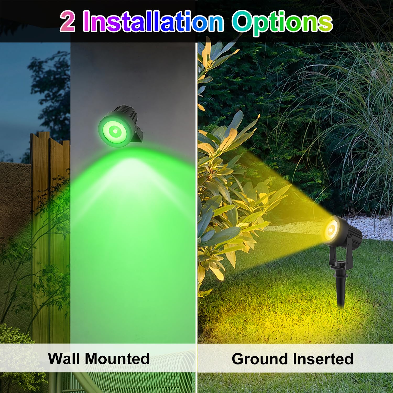 Linqelly Rgb Solar Spotlights Outdoor 4 Pack Color Changing Landscape Spotlights Ip65 Waterproof Spot Lights Christmas Decorative Lighting For Garden Yard Lawn Path