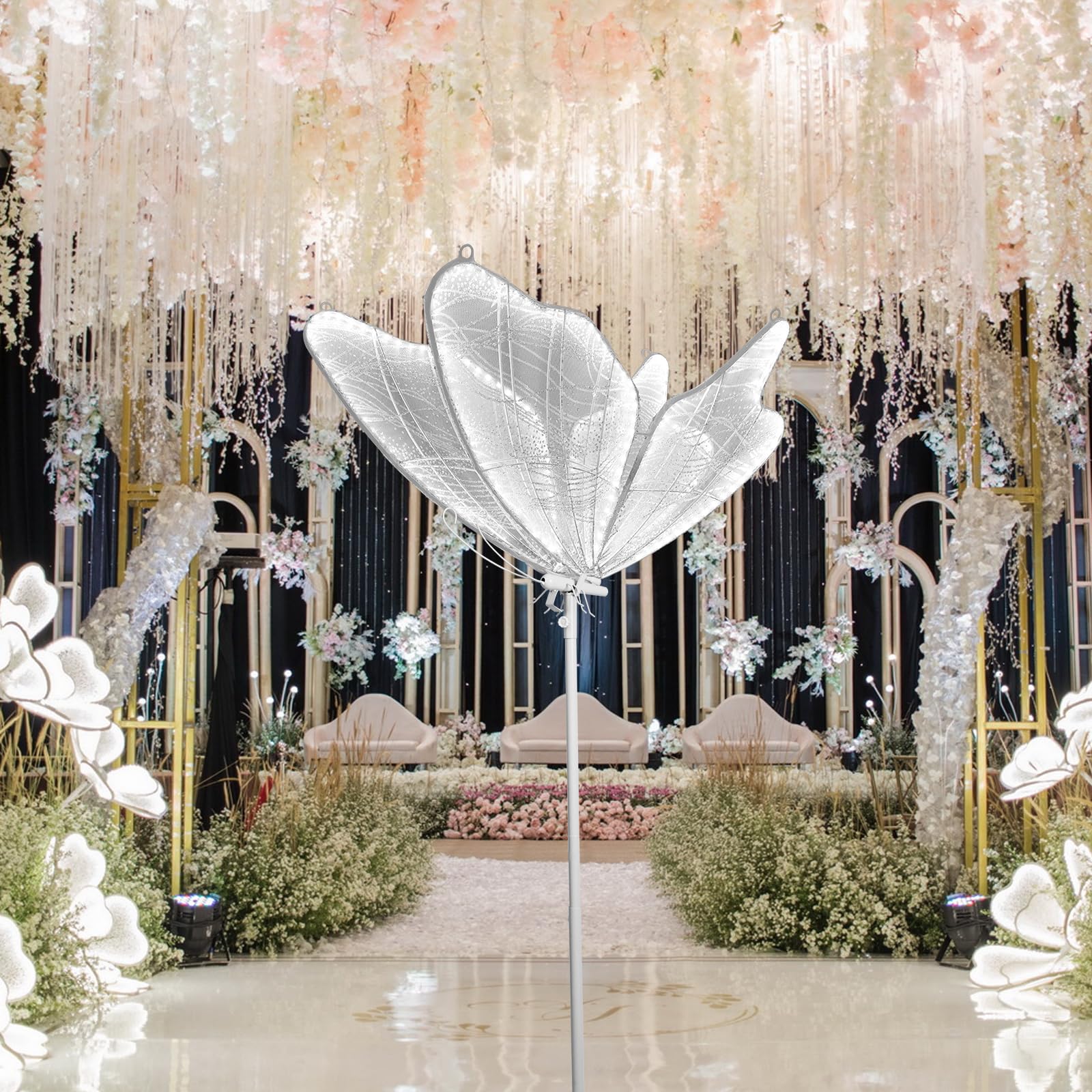 Lakexus 31.4In Wedding Butterfly Floor Lamp-Creative Butterfly Ceiling Lights Decoration,Adjustable Height Romantic Wedding Deco