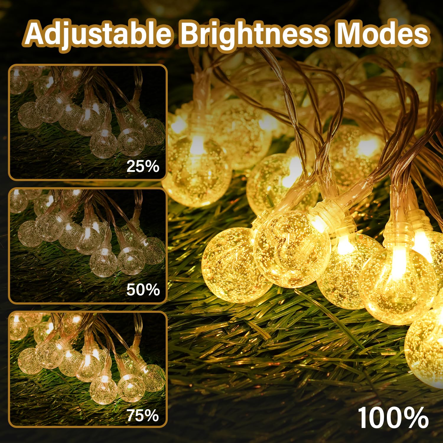 OMIKA Color Changing Globe String Lights, 50 LEDs, 16.5ft, USB Plug, 24 RGB Colors, Model MKR-PL-15, Ambient Lighting for Home Decor
