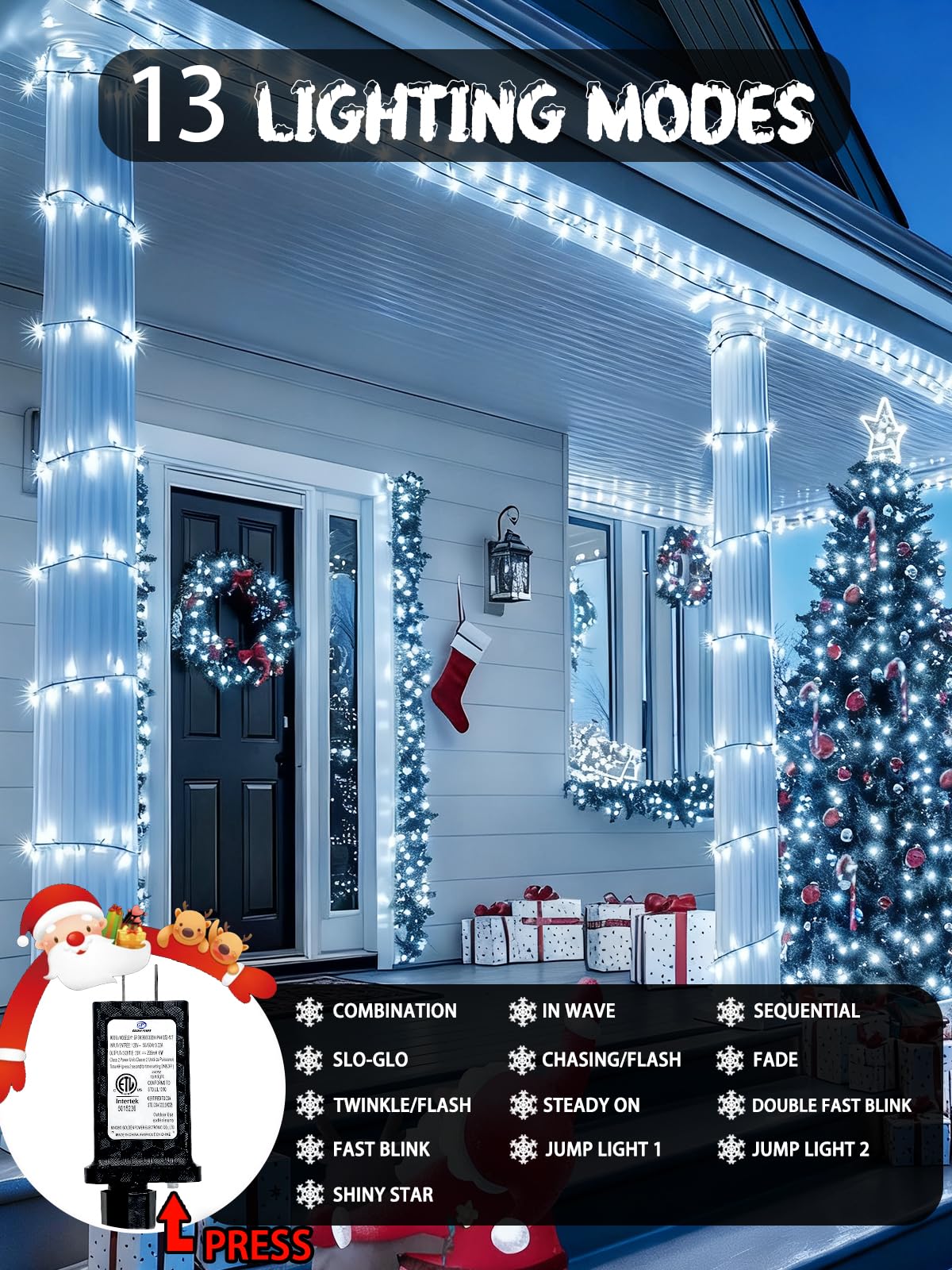 240 Led 78Ft C6 Christmas String Lights  Super Long Christmas Lights Outdoor Indoor With 13 Modes & Timer  Waterproof Fairy Twinkle Light Plug In For Tree Garden Party Xmas Decorations (Cool White)