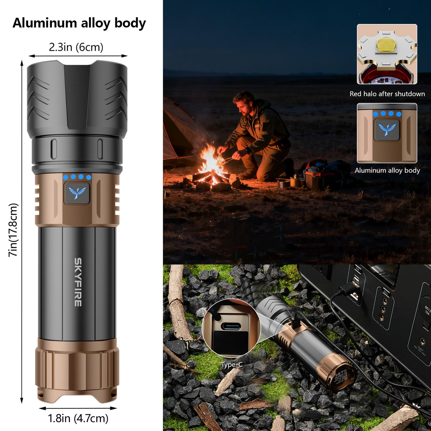 SKYFIRE Rechargeable Flashlight 3000lm Super Bright, Zoomable, Waterpr – Lightsdaddy SKYFIRE Rechargeable Flashlight 3000lm Super Bright, Zoomable, Waterpr – Lightsdaddy