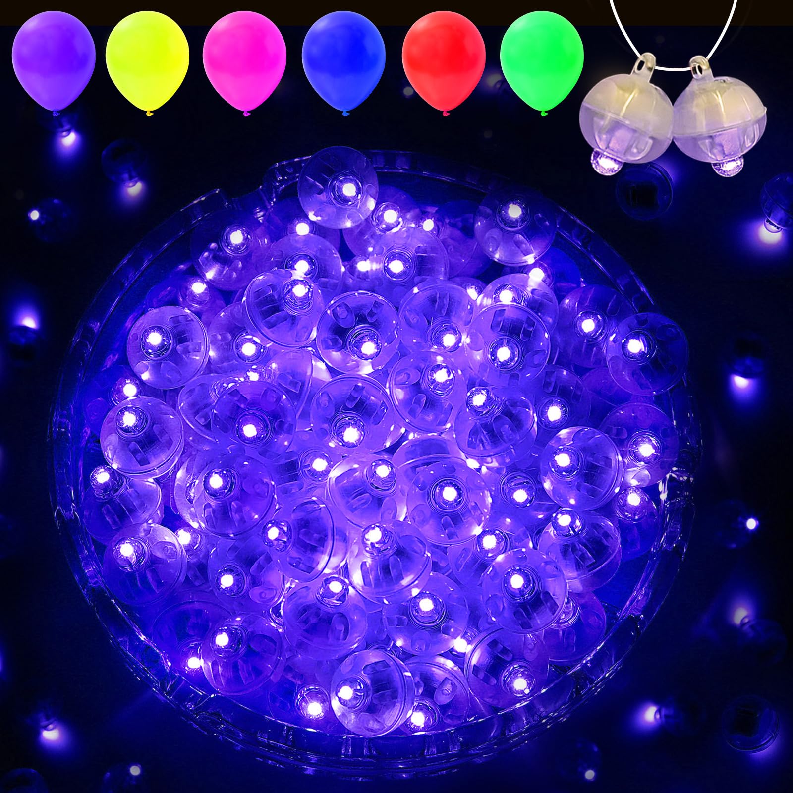 50Pcs Mini Led Lights With Hook, Waterproof Round Tiny Led Light For Party Decorations Neon Party Light, Blue-Blinking Lights