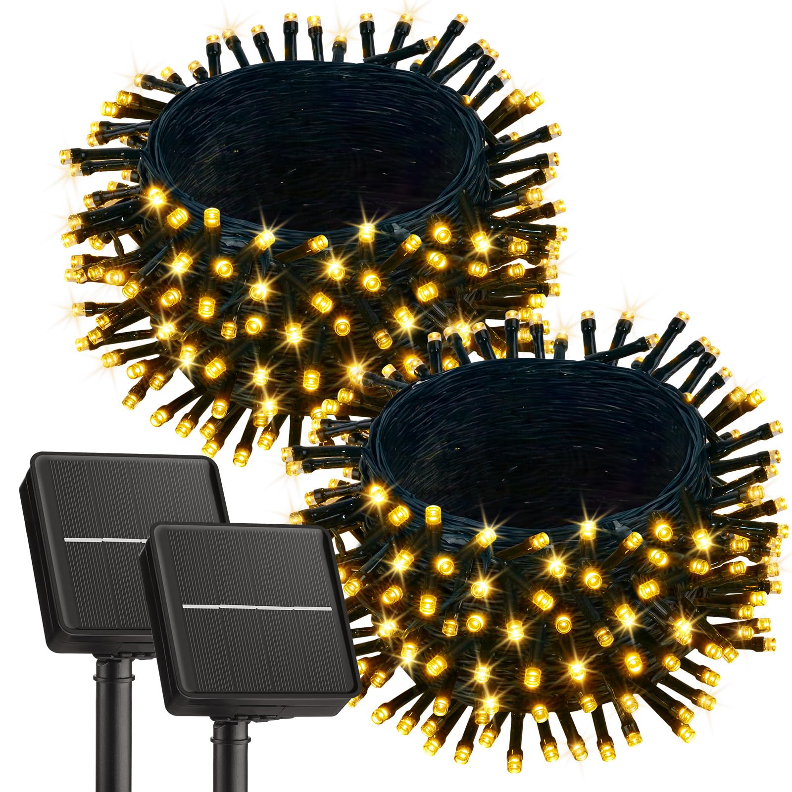 Brightown 2 Pack Solar String Lights for Outside, 92Ft 240 LED Solar Lights Outdoor Waterproof with 8 Modes, Solar Outdoor Strin