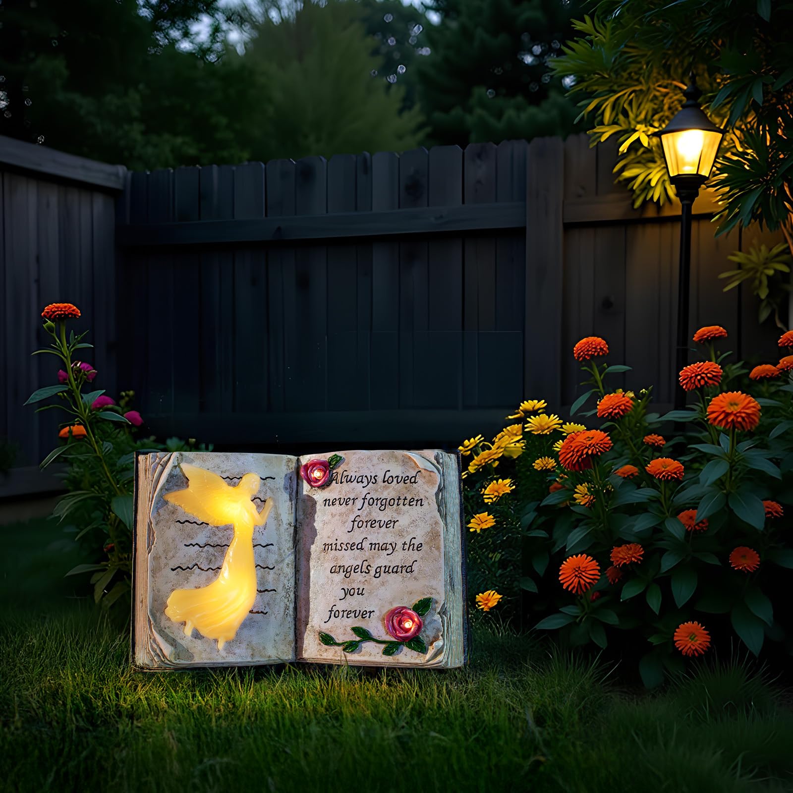 Candieslife Solar Angel Garden Stakes Lights, Waterproof Resin Decor, Model LT00185S1, Bible Angel Color