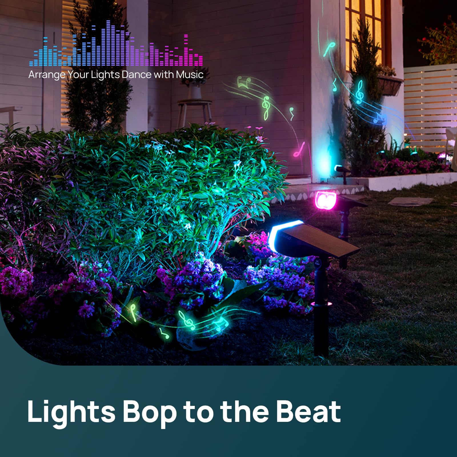 Linkind Smart Solar Spot Lights, Color Changing, IP67, 8 Pack, High-impact ABS Plastic, Outdoor Landscape Lighting