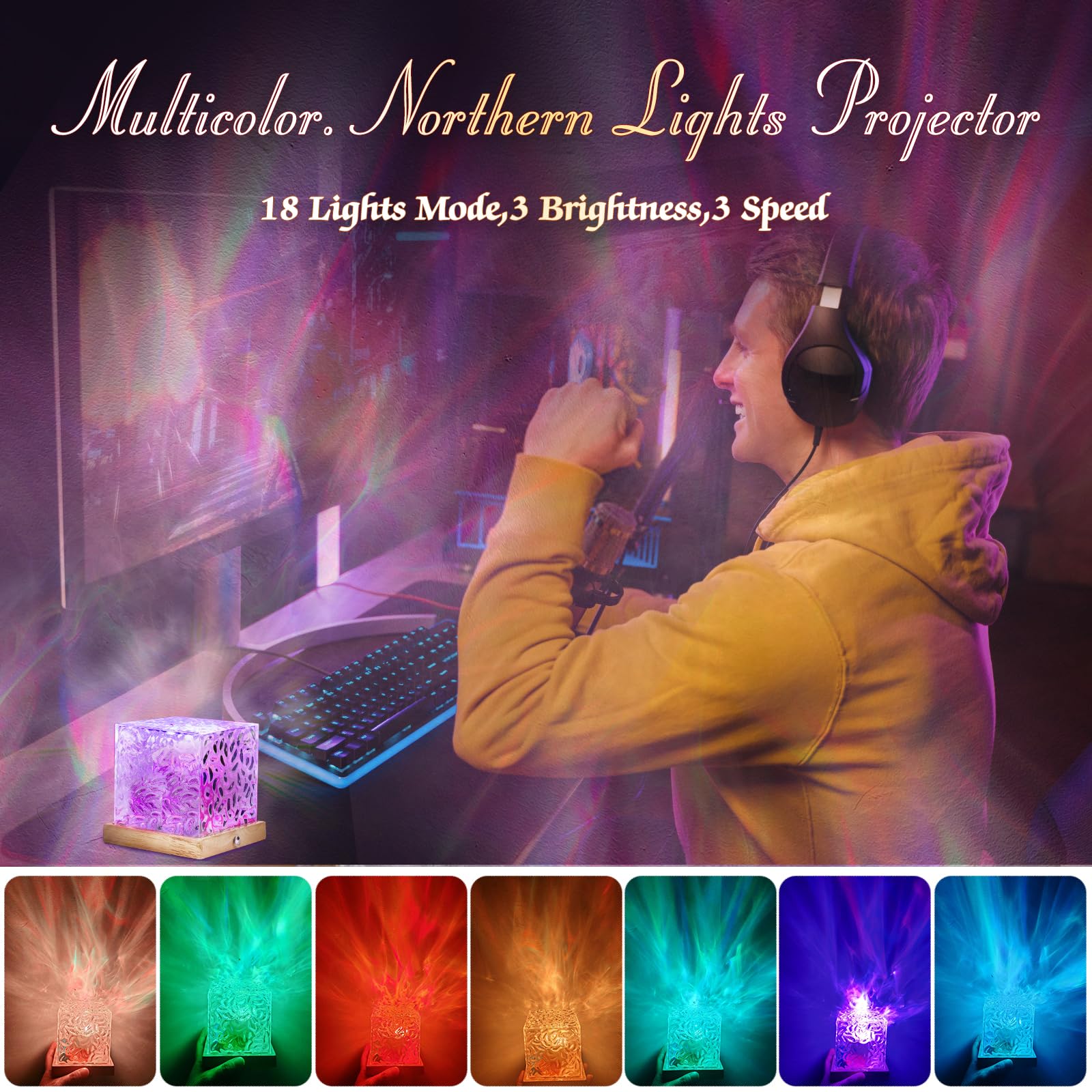 RICHMYC Ocean Wave Projector Light, 16 Colors, Remote Control, 4.8 inches, Acrylic, Cordless, Model CVR1
