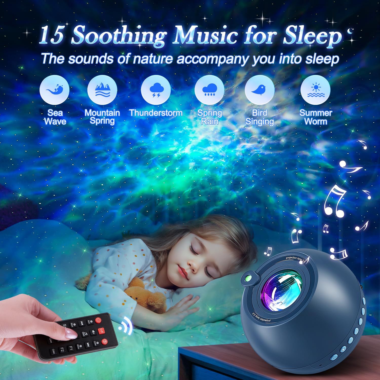 Galaxy Projector Star Projector,15 Color Galaxy Light Projector For Kids Room,15 White Noise Star Projector For Kids,Bluetooth G