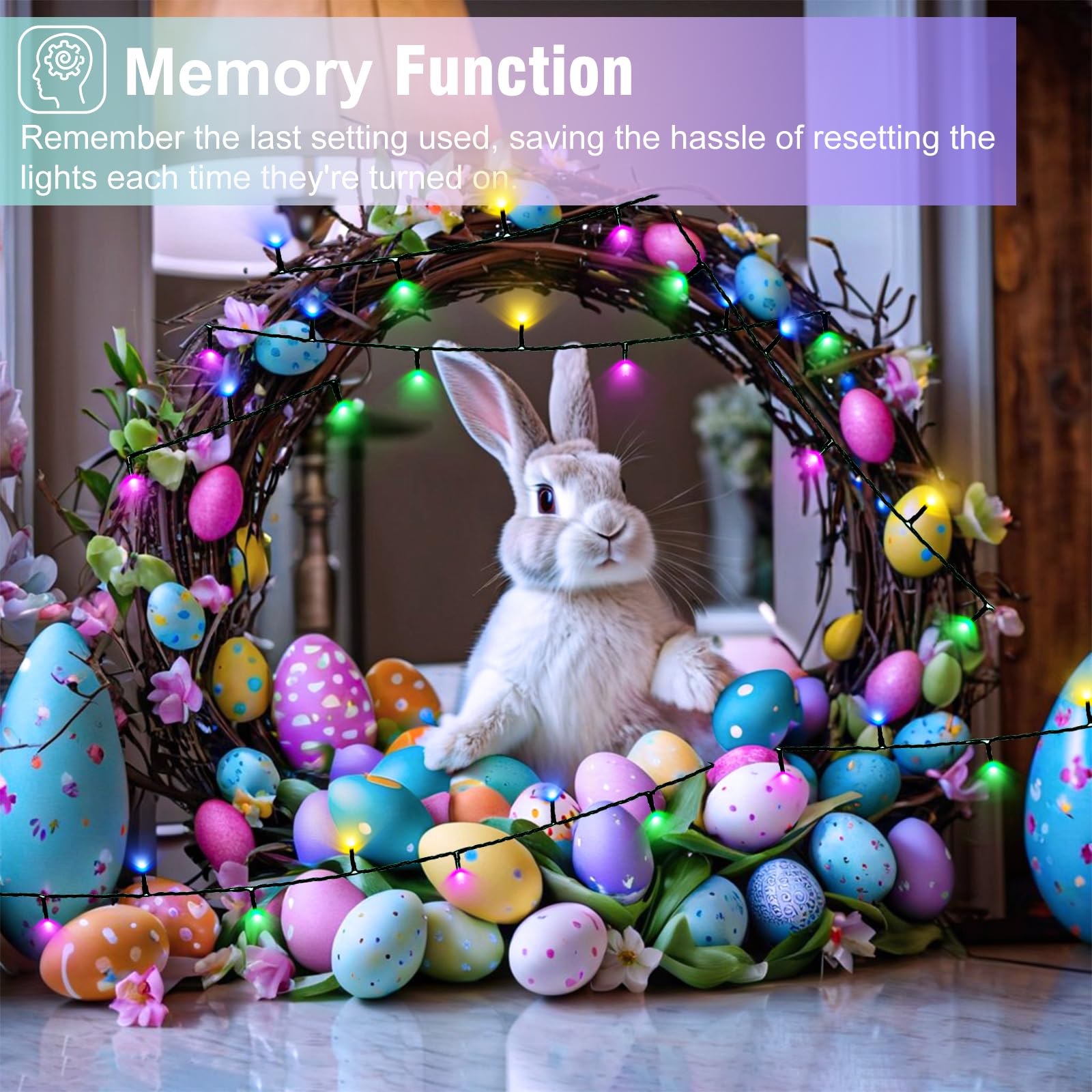 Easter Lights, 66Ft 200 Led Christmas Lights Outdoor With Waterproof 8 Modes, Plug In Connectable Twinkle String Light For House