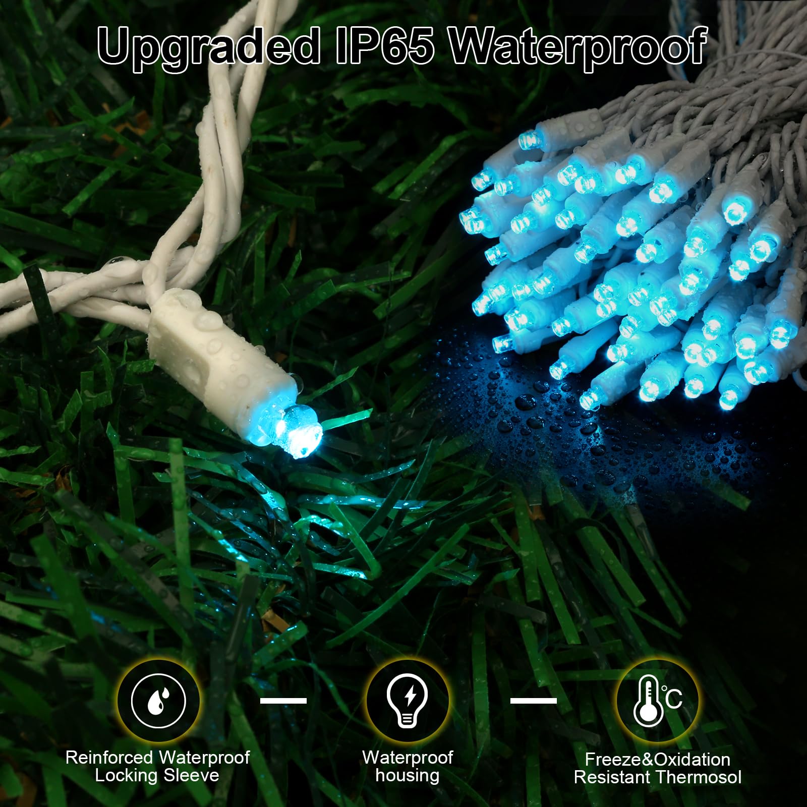Blunem 50 Counts Aqua Led Christmas Lights - 25Ft Christmas Tree Lights Commercial Grade Outdoor Waterproof  White Wire Aqua Indoor Mini Plug In  5Mm Wide Angle Indoor For Xmas  Ul Certified