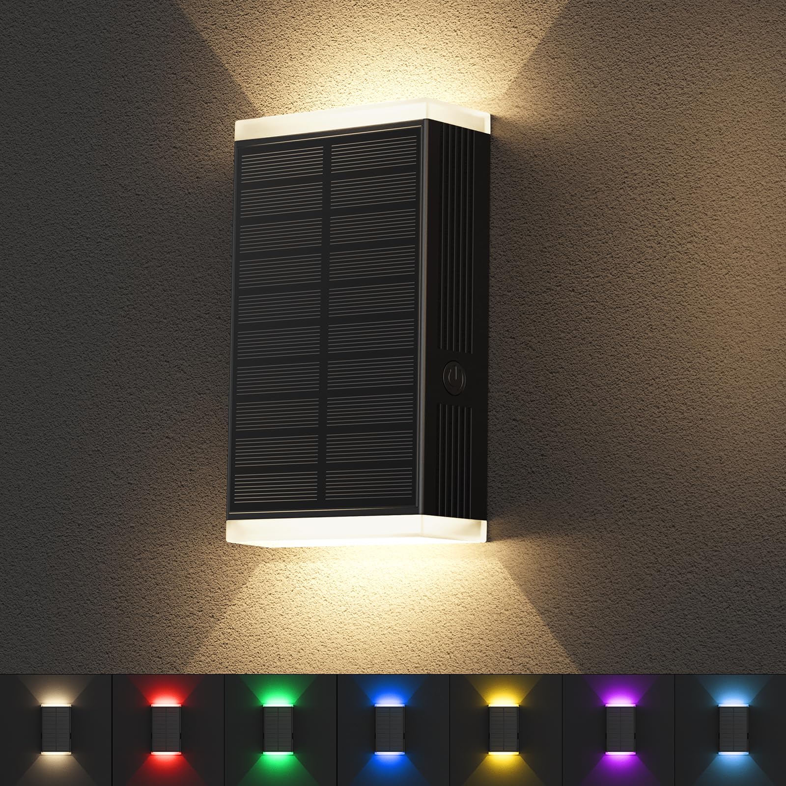 Solar Wall Light Outdoor   Rgb & Warm White 8 Modes Dusk To Dawn Lighting Wall Sconce Ip67 Waterproof Up And Down Solar Lights Outdoor Front Door Light For House  Garage  Porch  Doorway Fence (1Pack)