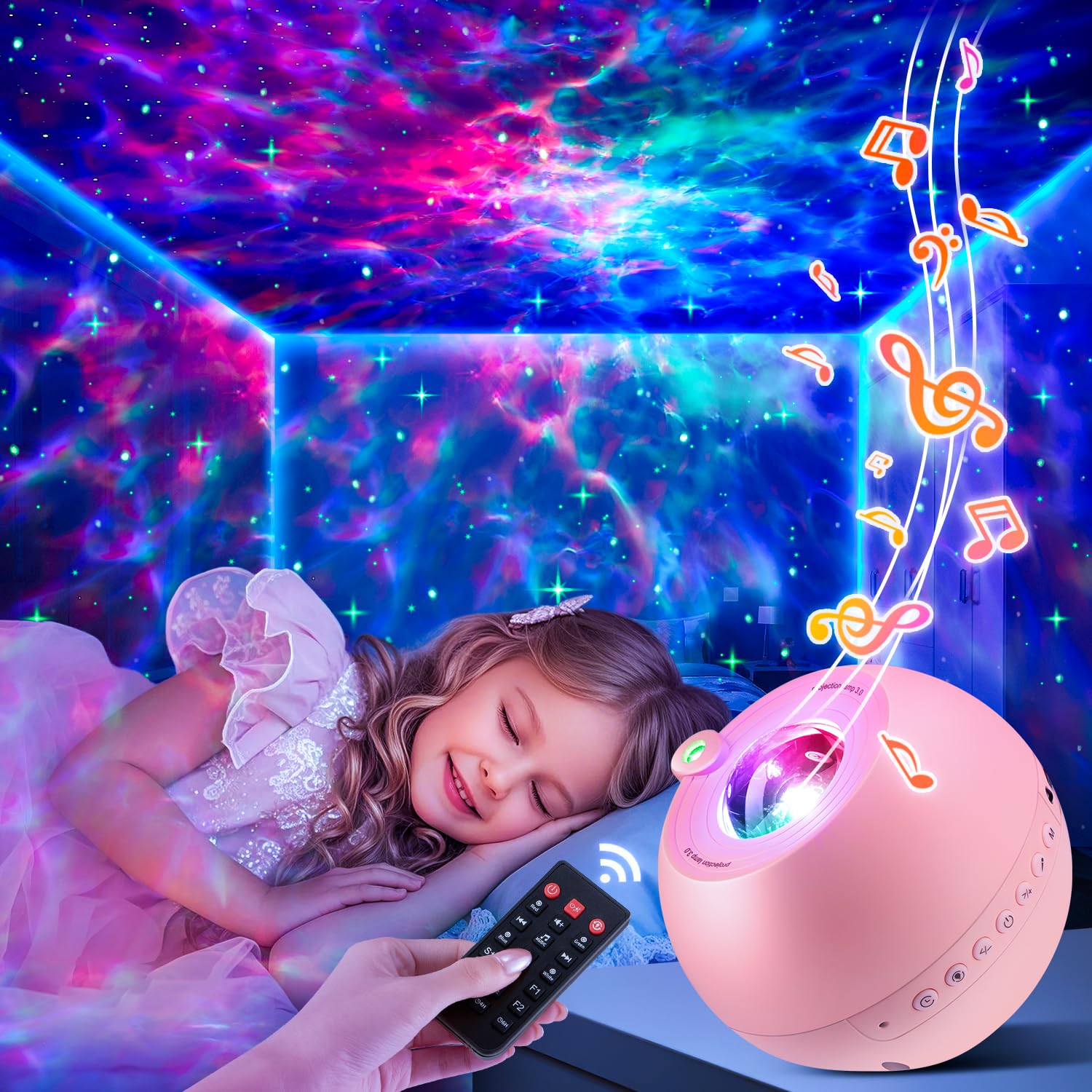 Galaxy Projector for Bedroom, 15 Colors Star Projector Galaxy Light Projector, Bluetooth Speaker Star Night Light Projector for 