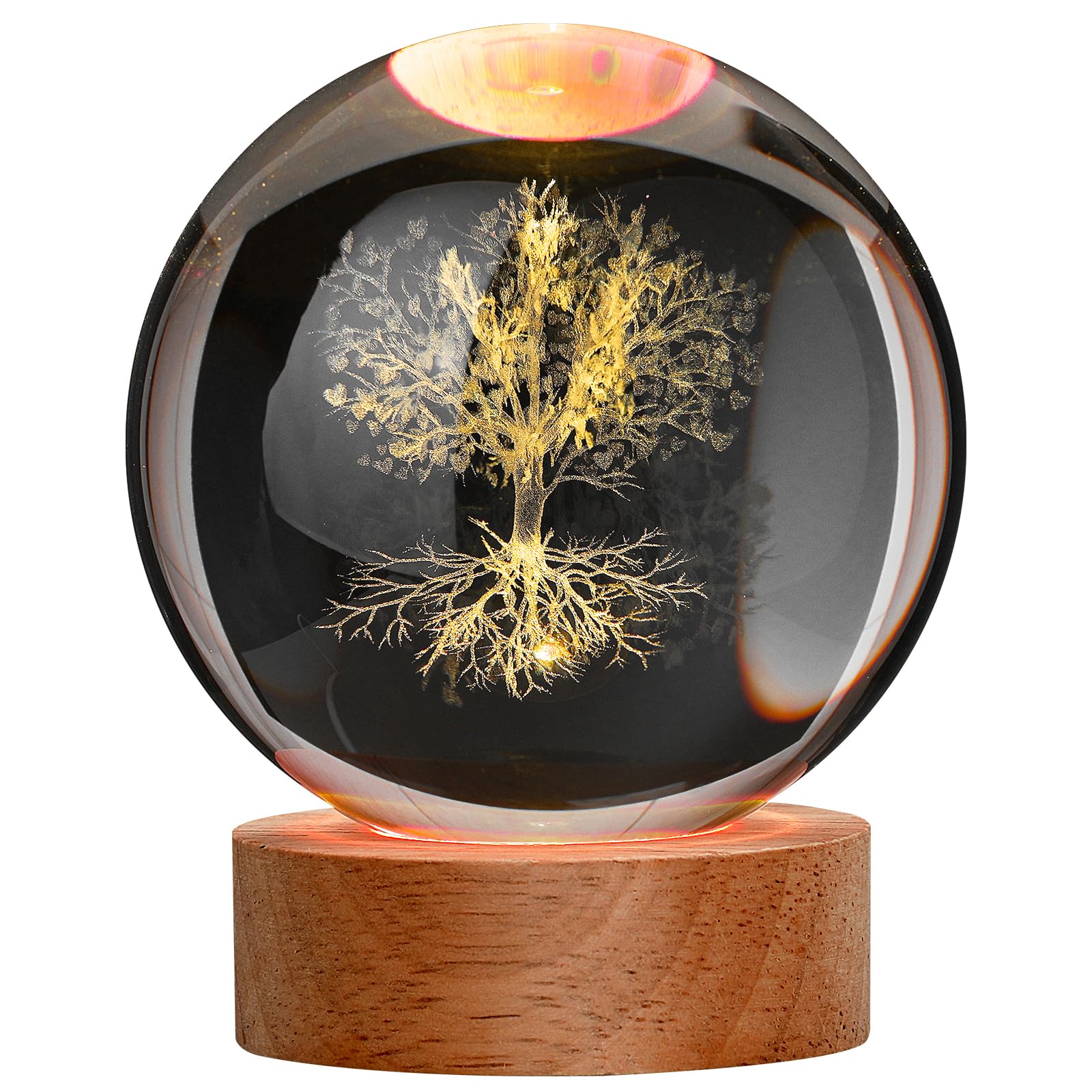 JANARARY Large 3D Tree Night Light Crystal Ball, Spiritual Gifts for Women Crystal Lamp 16 Color Changing with Remote Control fo