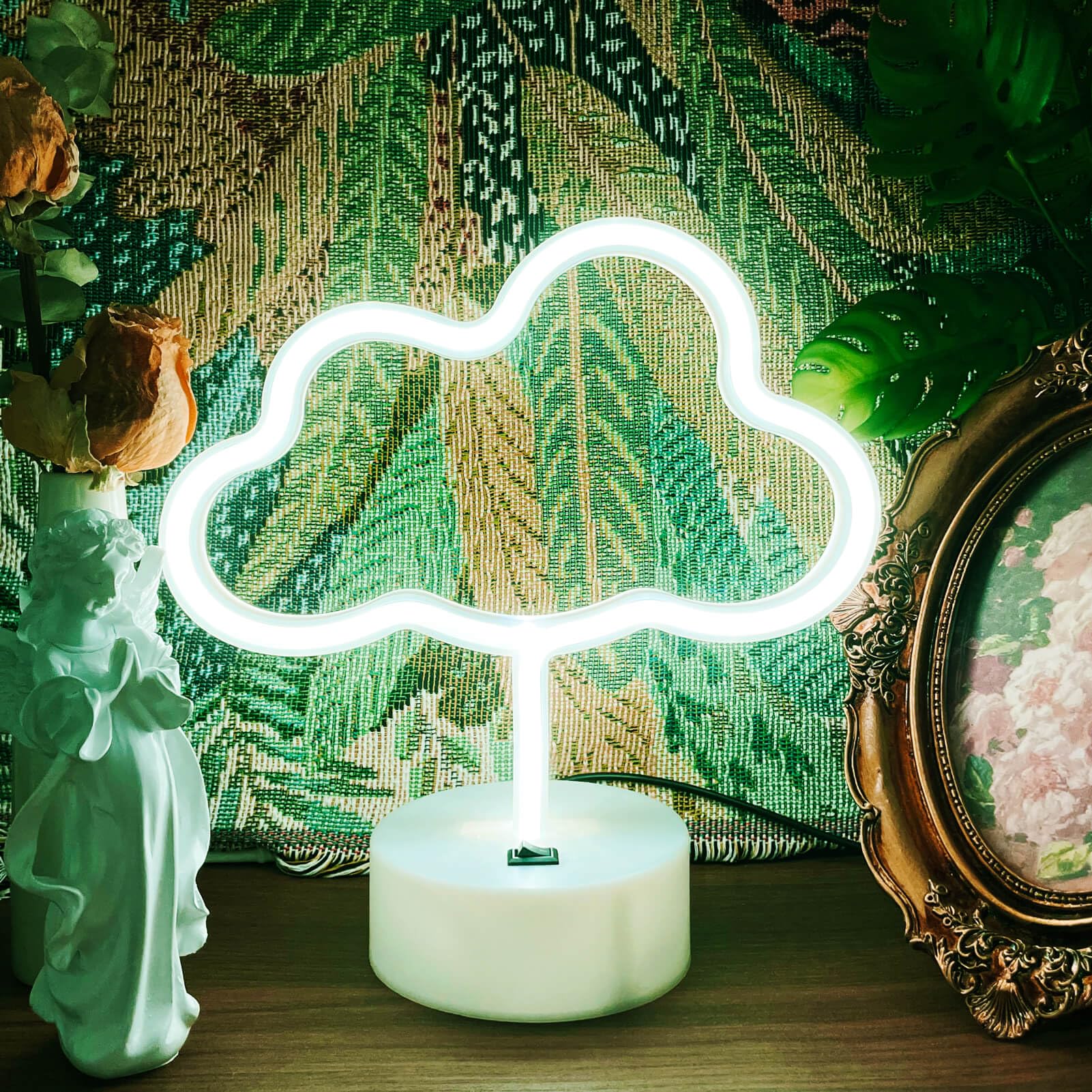 VIFULIN Cloud Neon Light Sign, White LED Room Decor, USB/Battery Powered, 7x10.5in, Model QDJZNHD.Z002W