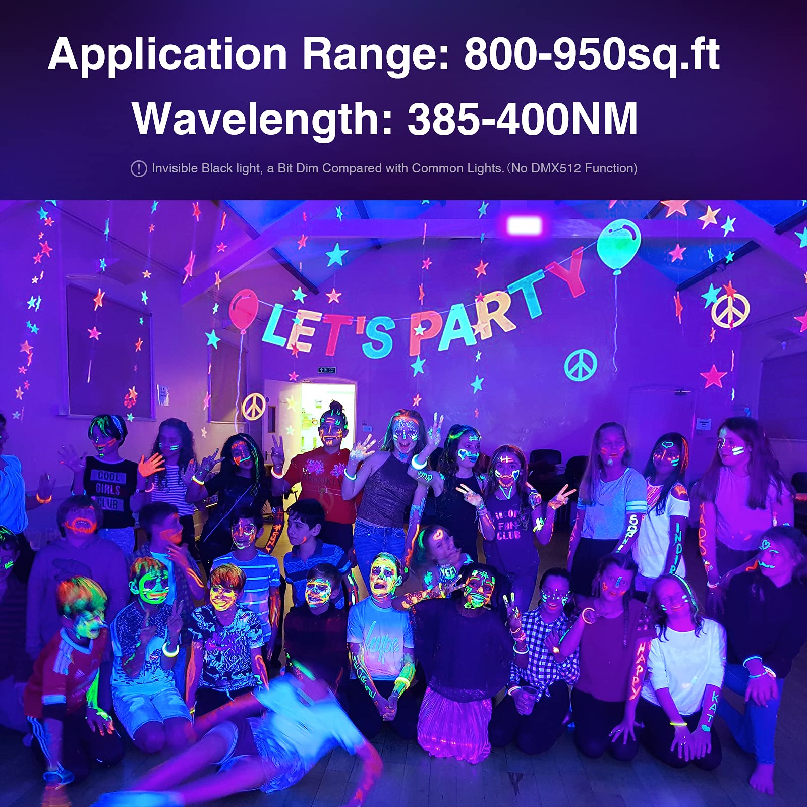 Onforu 2 Pack 60W Led Black Lights, Ip66 Waterproof, For Dance Party & Halloween, Black, D50Uv