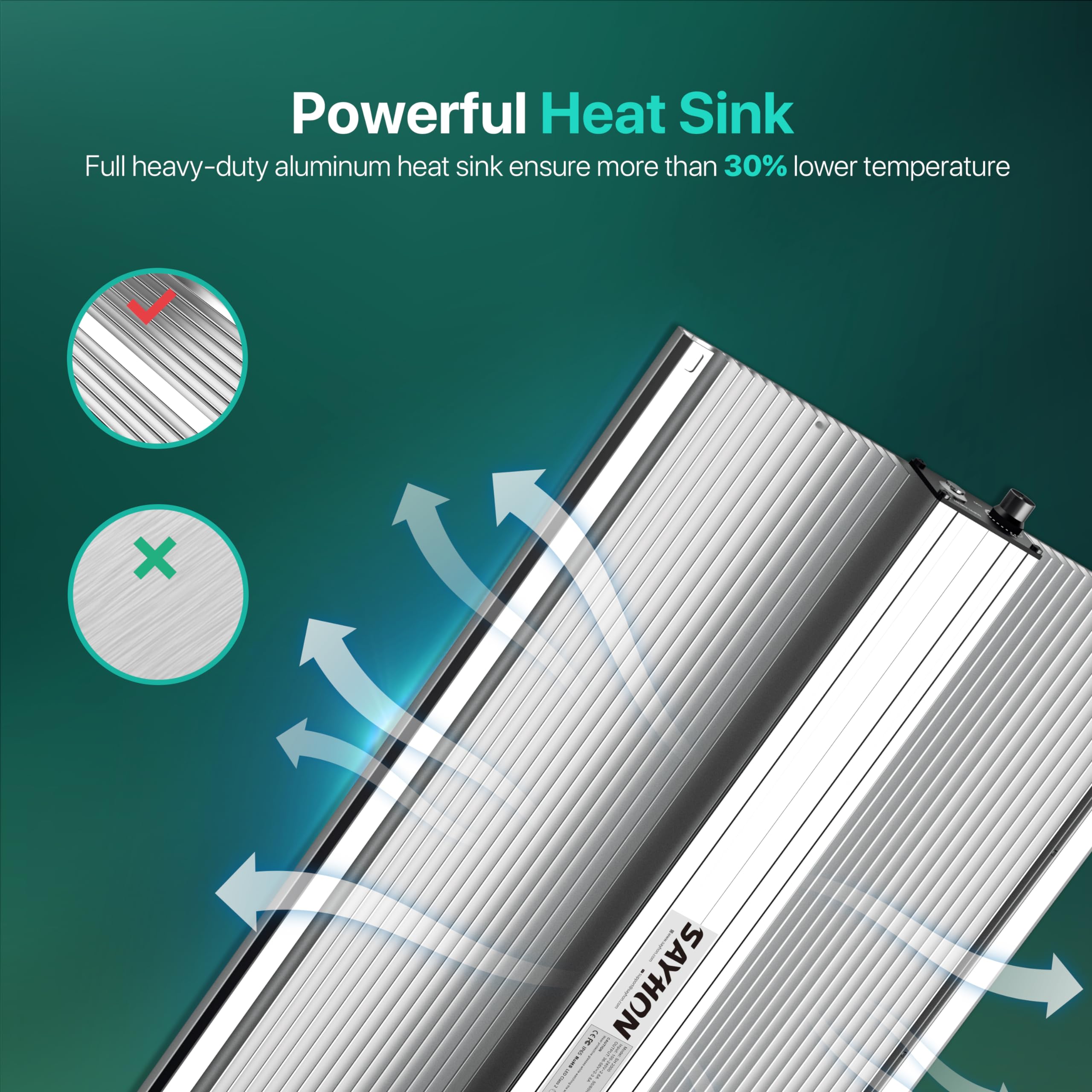 SAYHON SH1200 Dimmable LED Grow Light - Full Spectrum with UV & IR, Silver, Ideal for Indoor Plants & Greenhouse, Covers 3x3 ft.