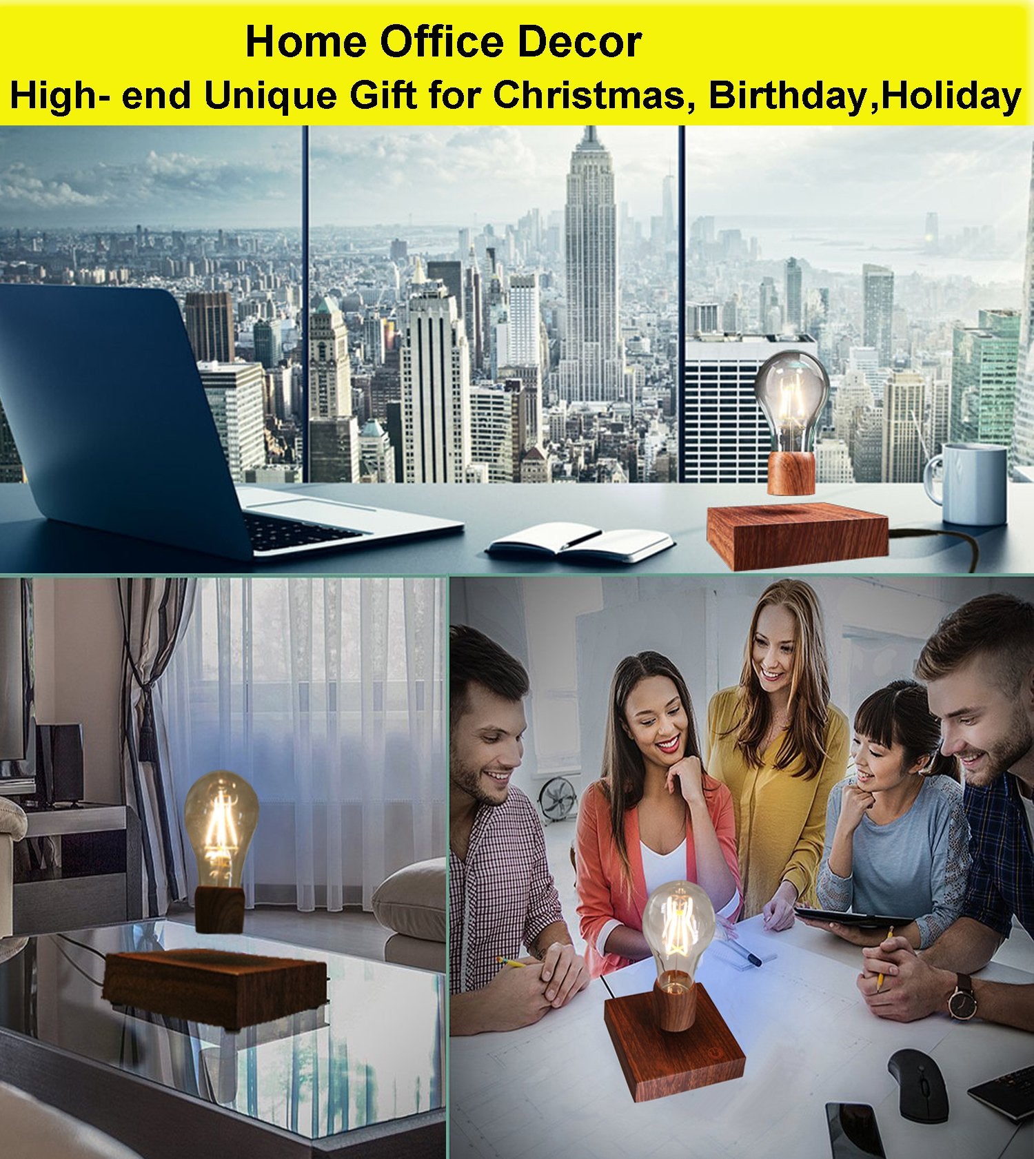 VGAzer Magnetic Levitating Floating Wireless LED Light Bulb Desk Lampfor Unique Gifts, Room Decor, Night Light, Home Office Deco