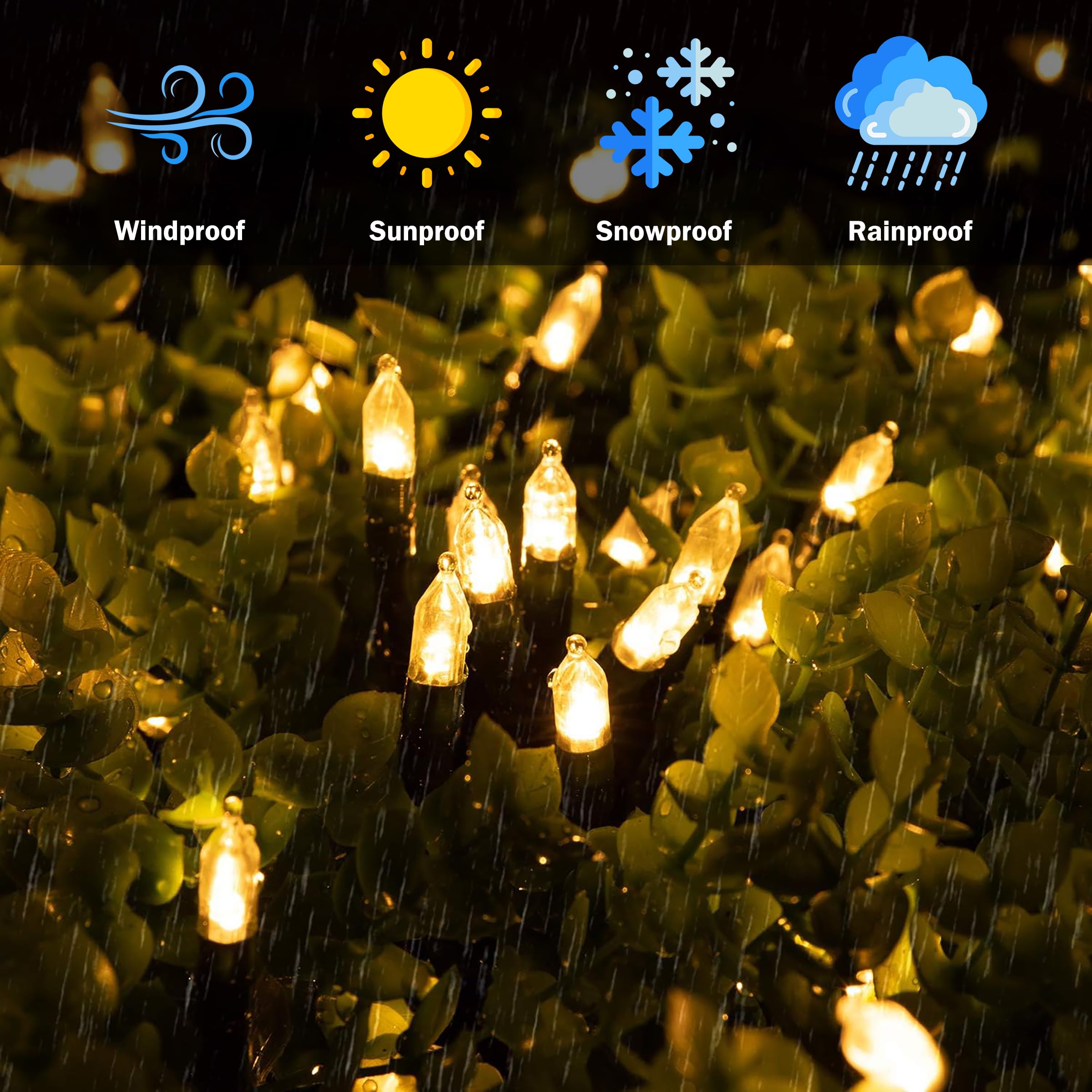 Ammaker Christmas Light, 100 Led Battery Operated Christmas Lights With Timer For Indoor Outdoor Wreath Wedding Party Garden Home Decor, Waterproof, Warm White 39.5Ft