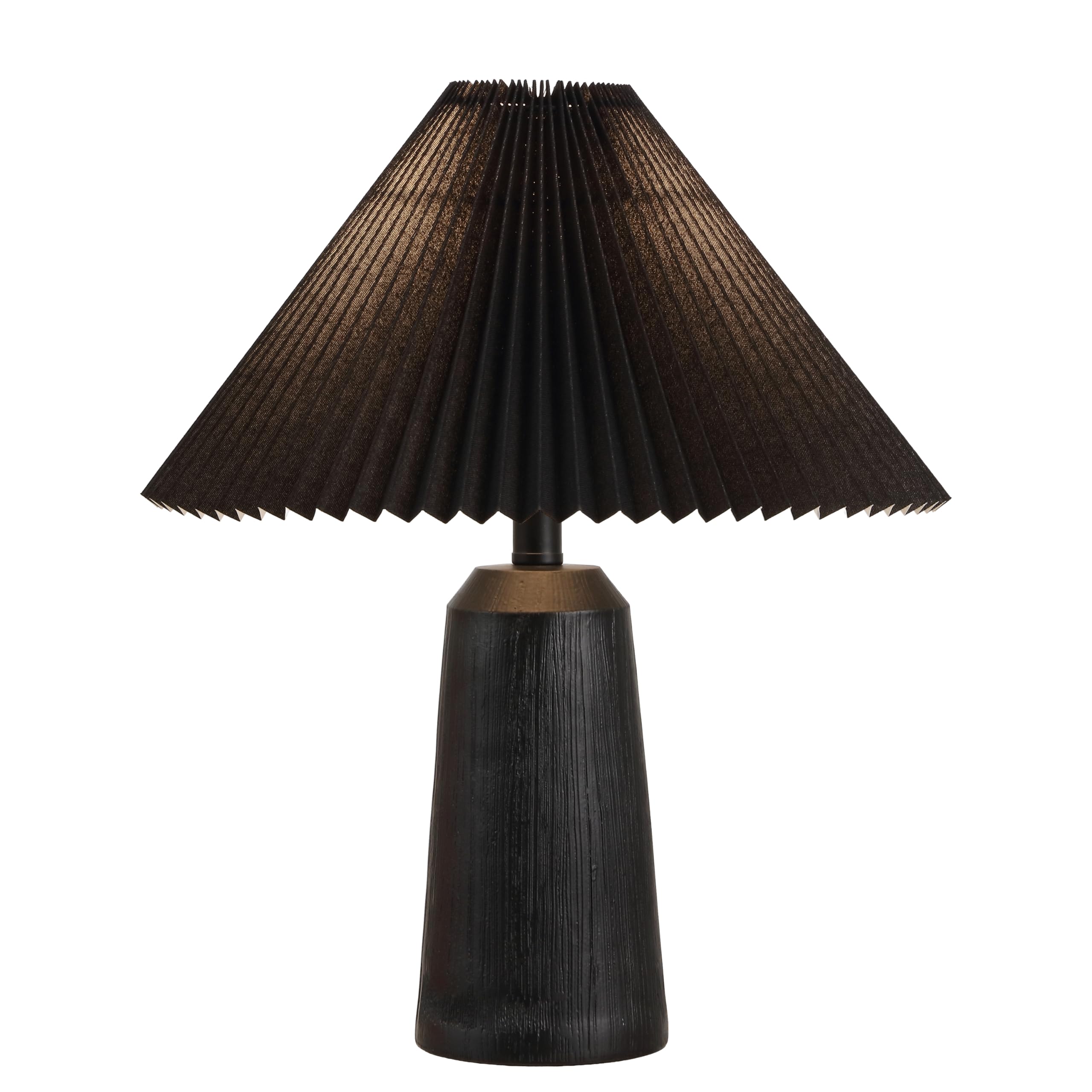 JONATHAN Y 20.5 Black Wood Finish Resin Cylinder Table Lamp Modern Rustic Scandinavian Bedside Lamp for Living Room Bedroom with