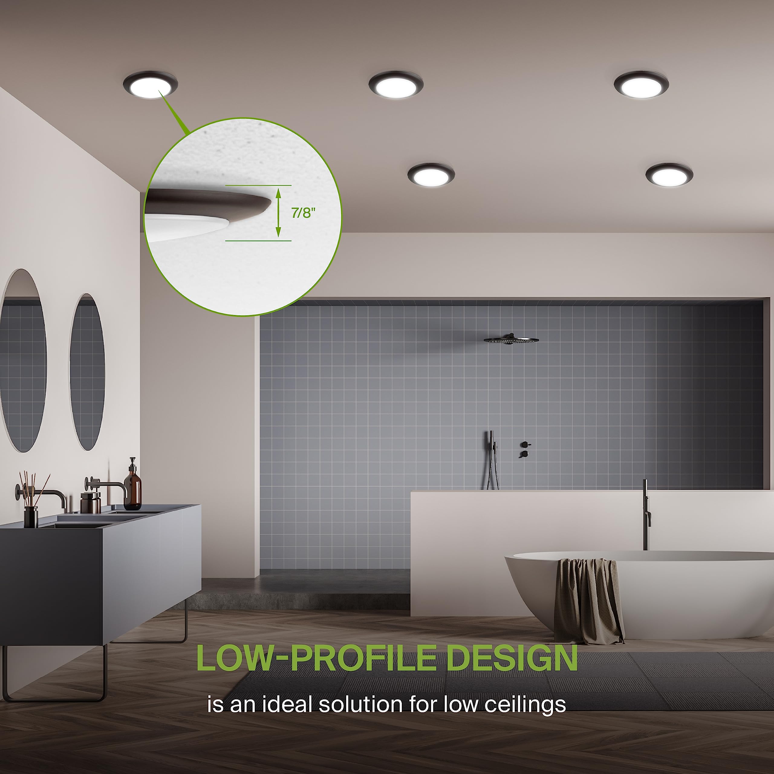 Asd Led Disk Lights 12 Pack, 4 Inch Dimmable Flush Mount, 10W 5Cct, Oil-R