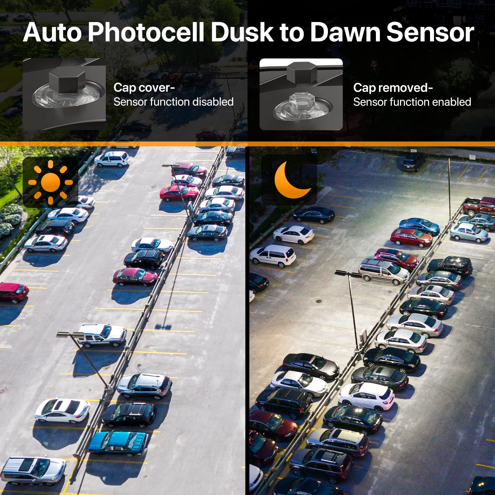 DEMILARE 300W LED Parking Lot Light - Adjustable Arm Mount, 45000lm, 5000K, Bronze, IP65 Waterproof, Dusk to Dawn, Quick Installation