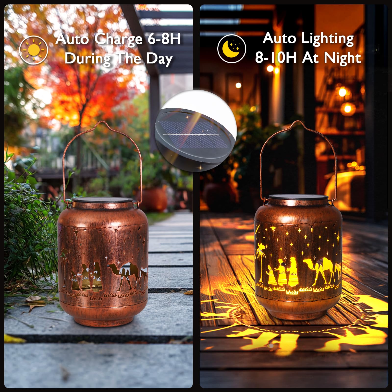 Homemory Christmaas Gifts For Women Mom Grandma  Solar Lanterns Christmas Nativity Scene Lights Outdoor Waterproof Garden Decor  Led Hanging Solar Lights For Yard  Patio  Porch