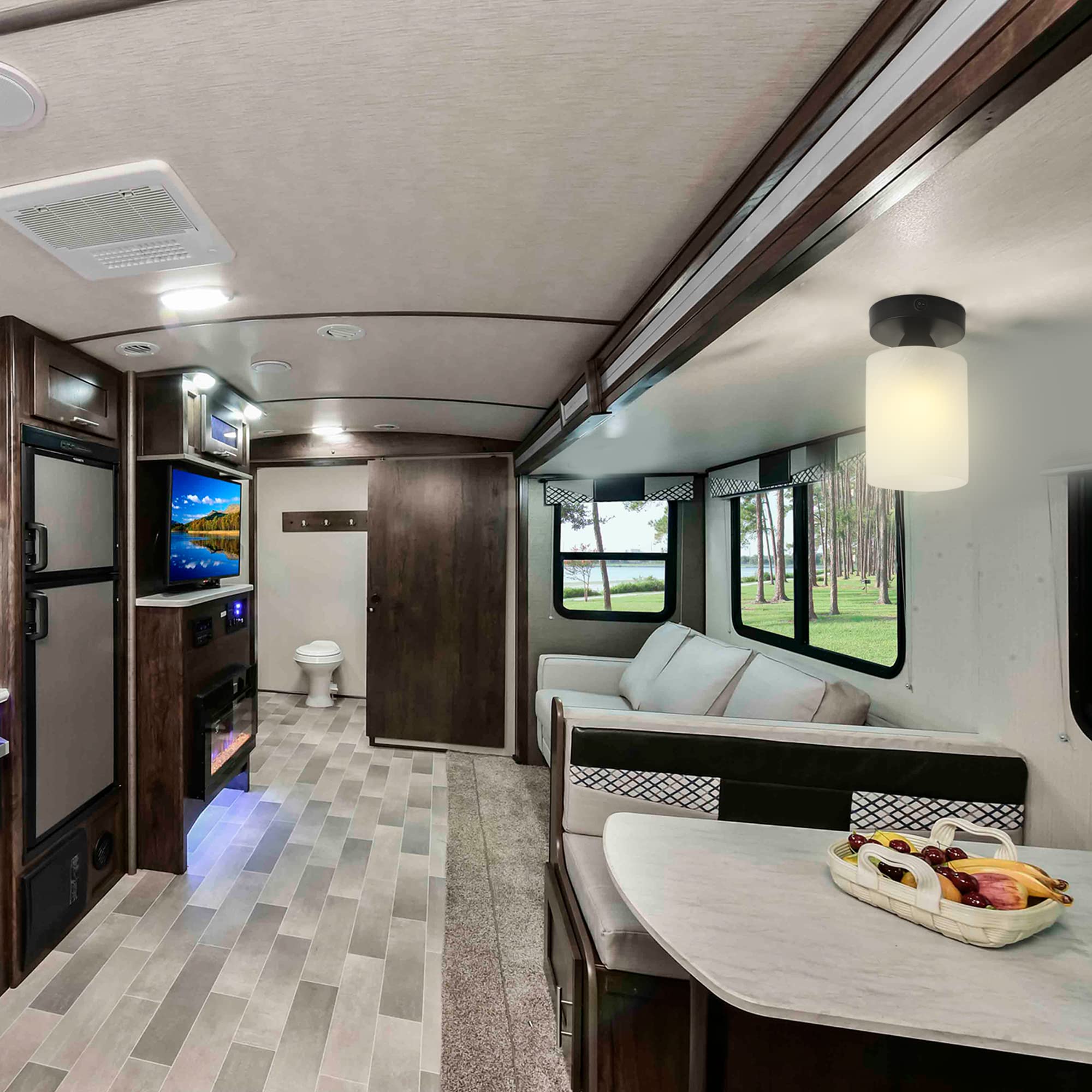 Maichis Decorative 12V Rv Interior Light Fixture With On&Off Switch, Led Pendent Dining-Room Lamp (Bulb Included), Alabaster Glass Shade, 12Volt Interior Light For Rv Motorhome