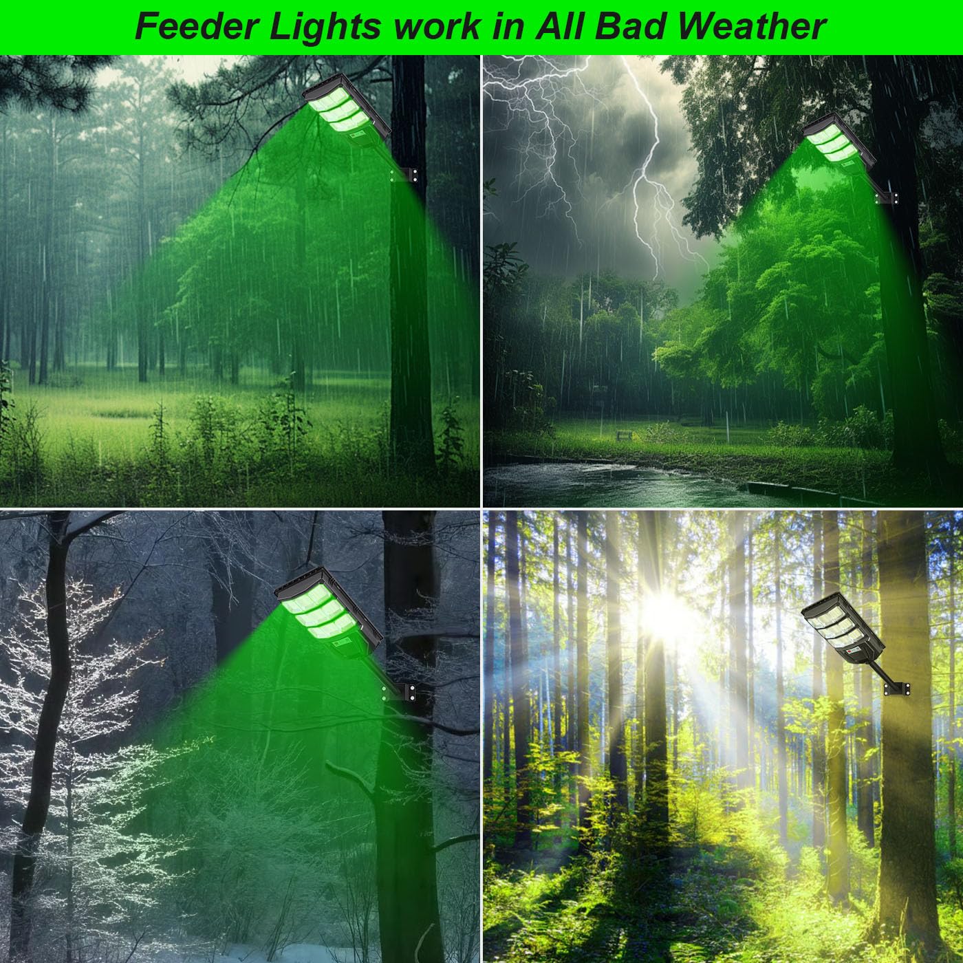 YACAISI Hog Lights - 10000LM Ultra Bright Green Hunting Light with Remote Control & Motion Sensor, Waterproof, Model YZ-300W, Black