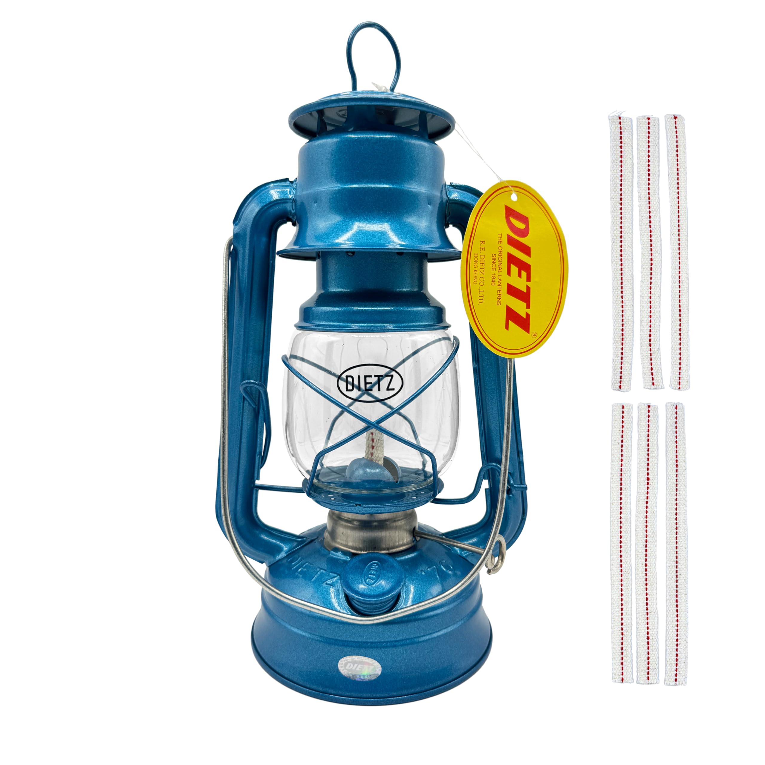 Light of Mine - Dietz #76 Original Blue Oil Lantern with 1/2 Replacement Wick Strips (Blue)