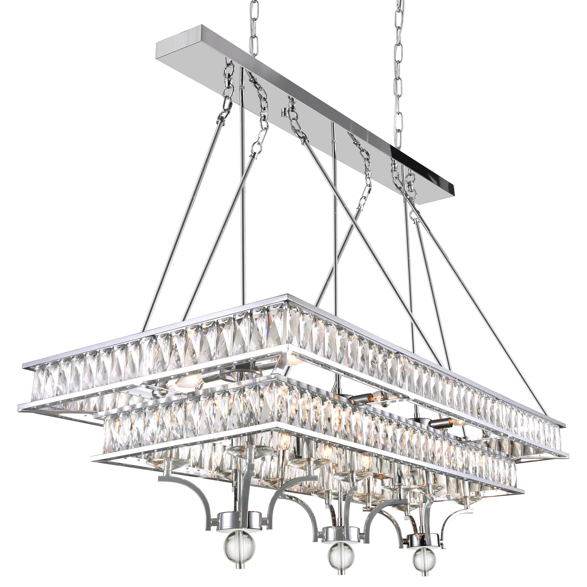 Cwi Lighting Shalia 20-Light Chrome Island Chandelier - Stylish Metal Fixture