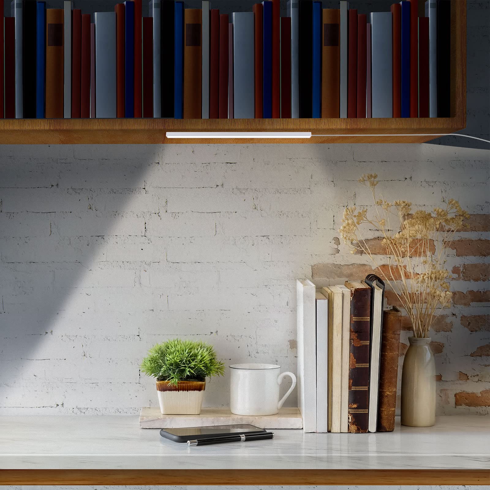 Dweptu Usb Powered Under Cabinet Lighting, 12'' Tool-Free Mount Dimmable Led Strip For Pantry & Workspace