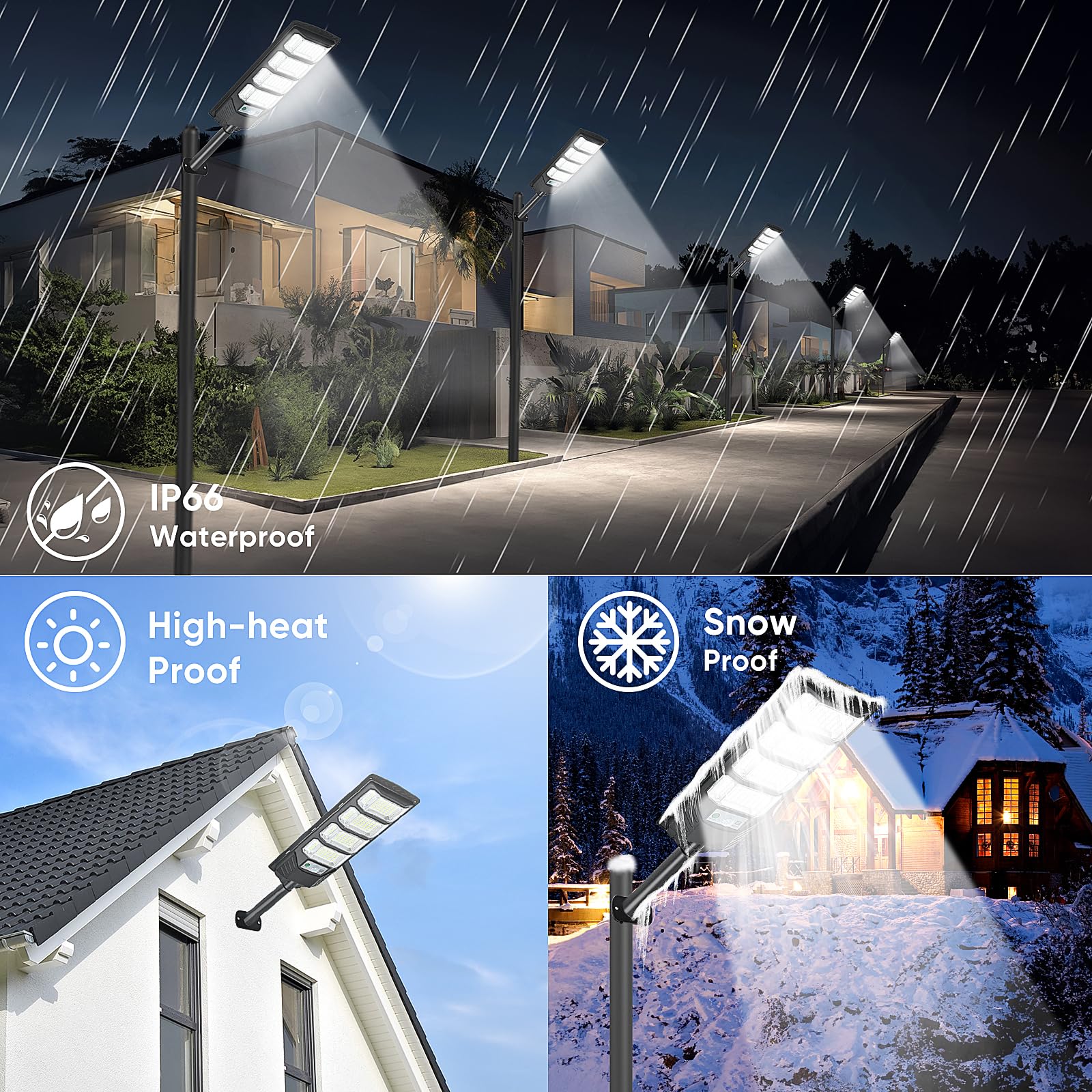 MoMyofdy 4 Pack Solar Street Lights 6500K 12000LM Waterproof Black Dusk to Dawn Motion Sensor Remote Control Model YHLYD-1