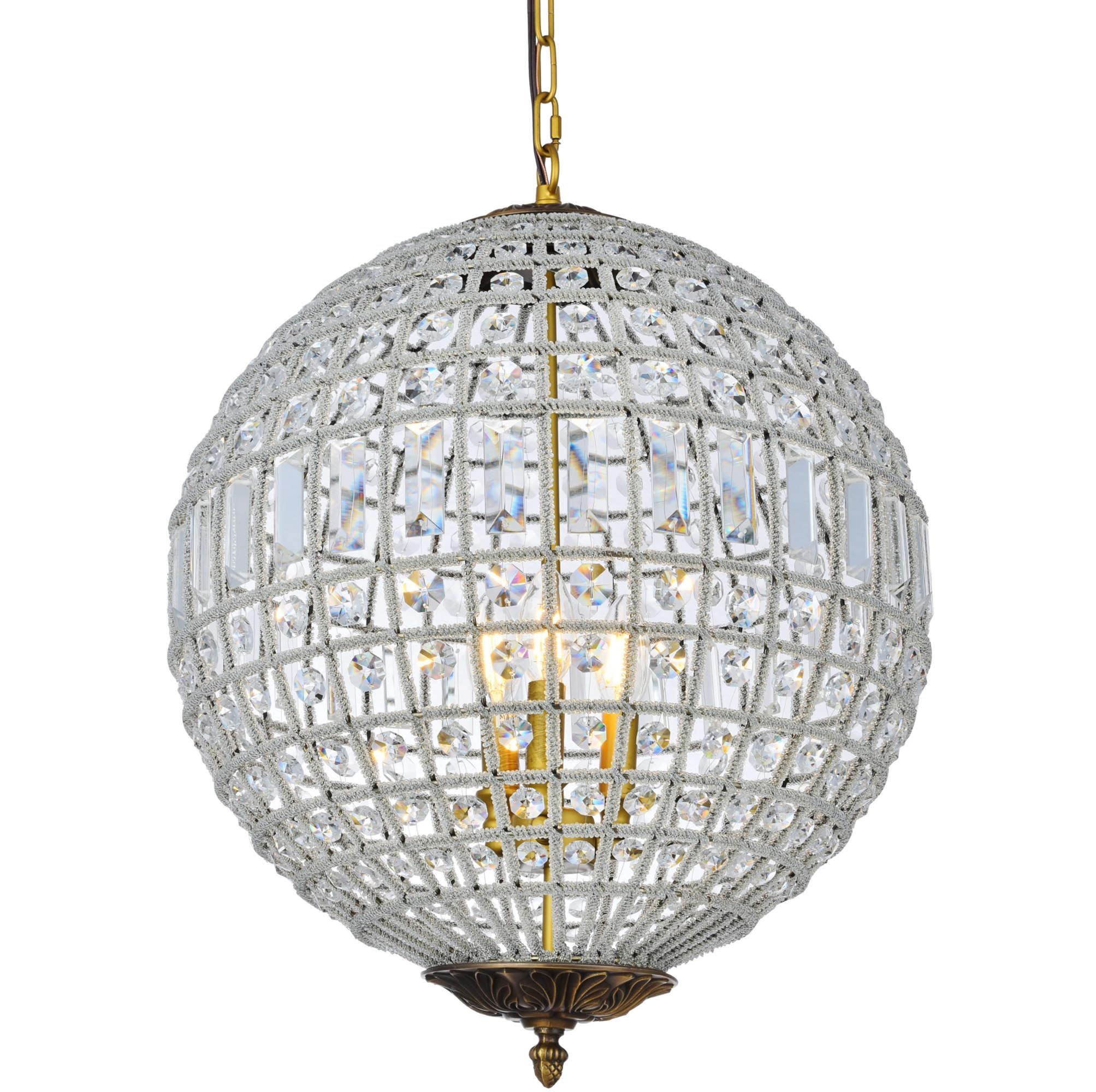 Elegant Lighting 1205 Olivia Collection 3-Light Pendent Lamp with Royal Cut Crystals, 17.5&quot; Depth by 25.5&quot; Height, French Gold Finish