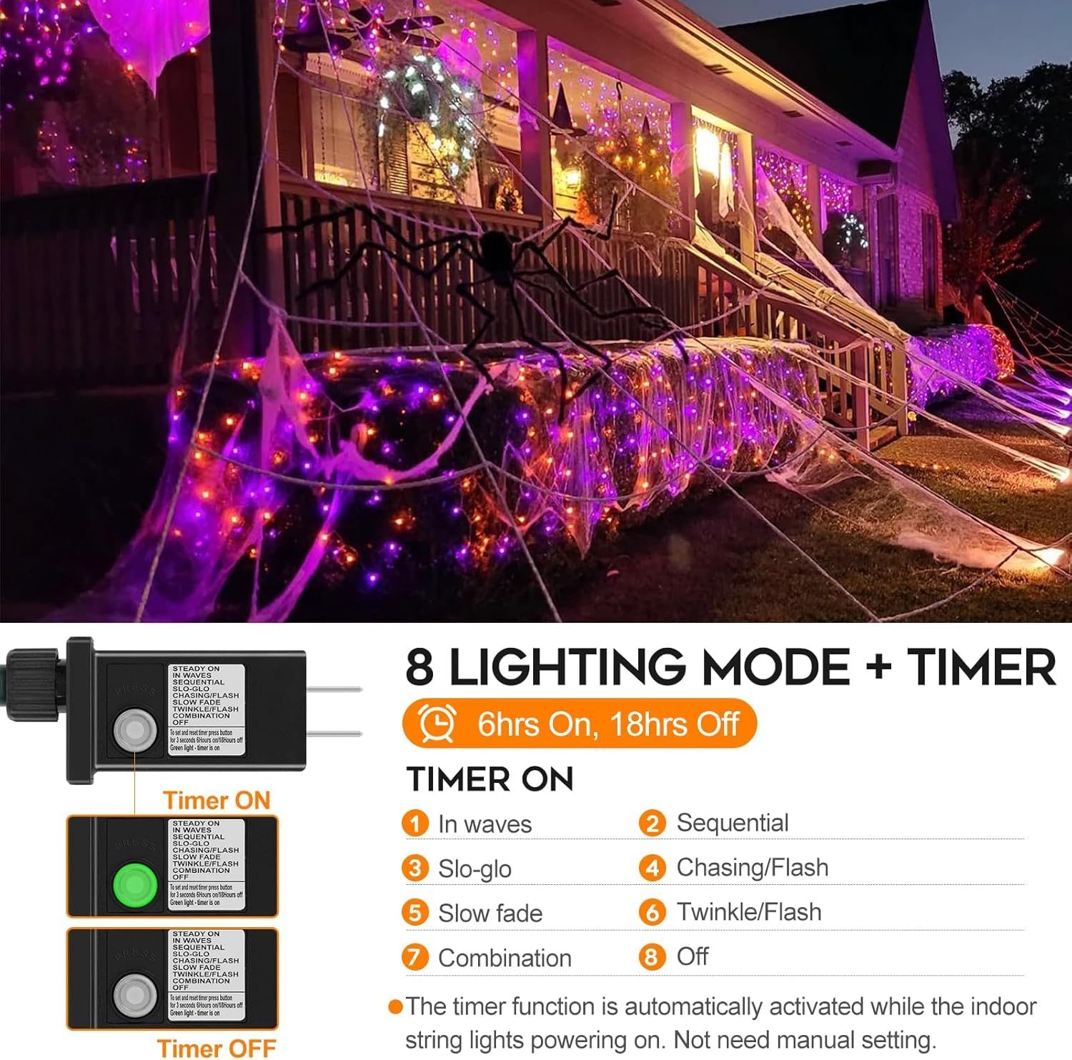 Fairyglim 100 Led Christmas String Lights, 33 Ft Connectable Waterproof String Lights Black Wire With Timer Memory Function & 8