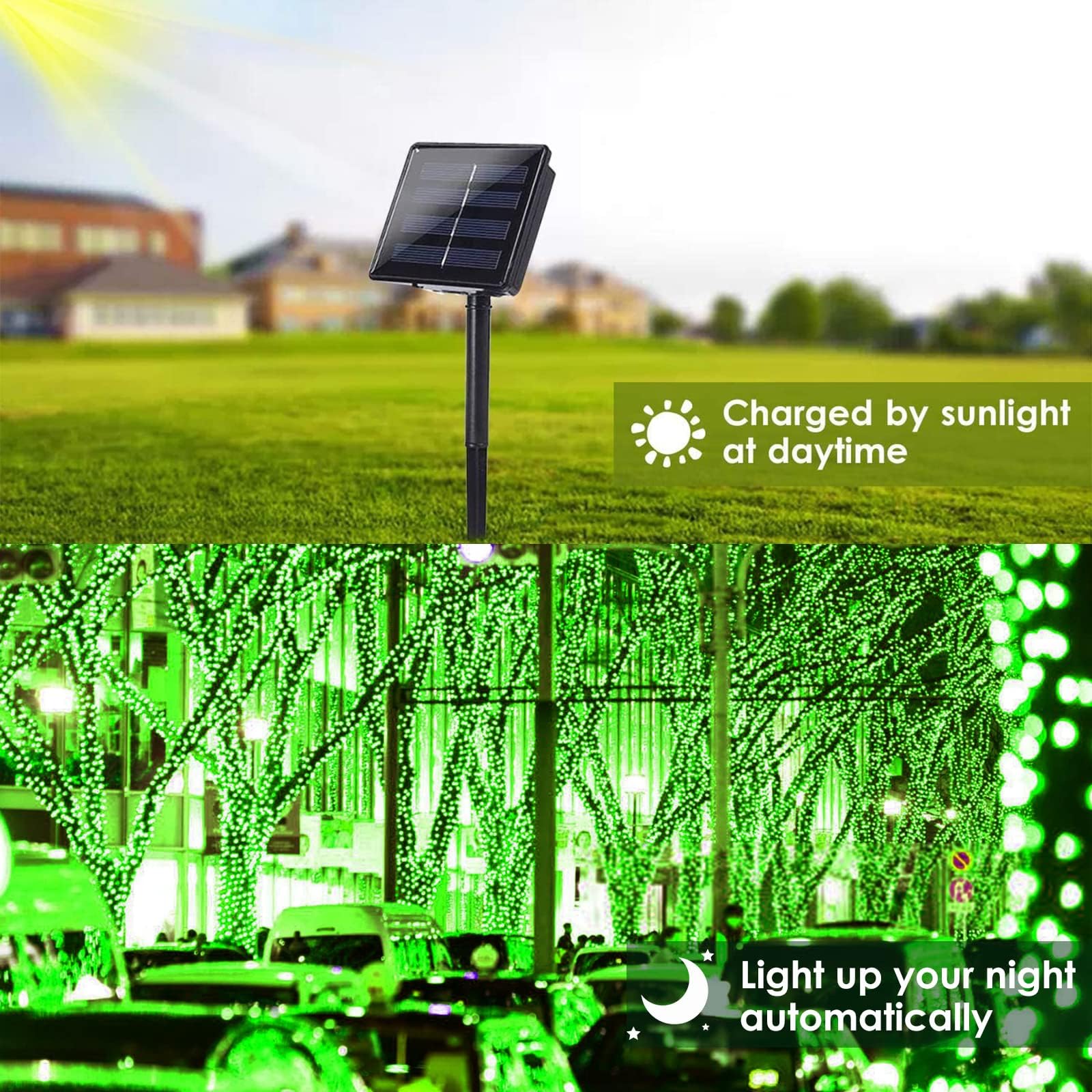Solar String Lights Outdoor, 2-Pack 80Ft 200 Led Solar Christmas Twinkle Lights Outside Waterproof Copper Wire 8 Modes Solar Fai